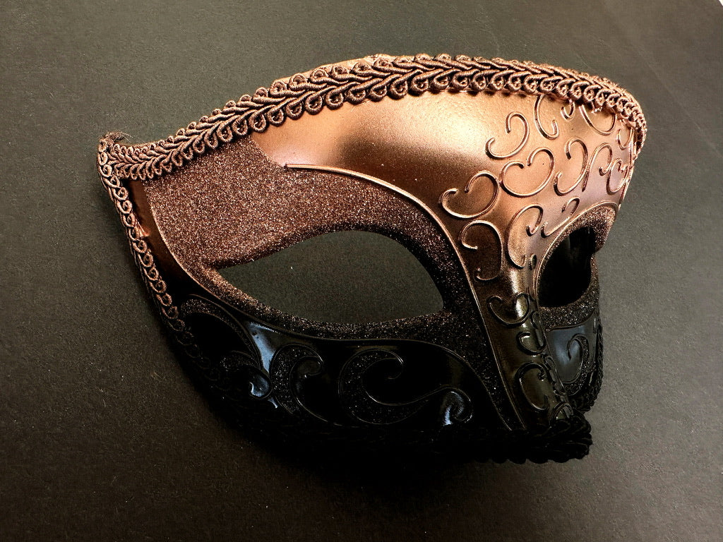 Elegant Venetian  Mask - Rose Gold & Black - Image 2