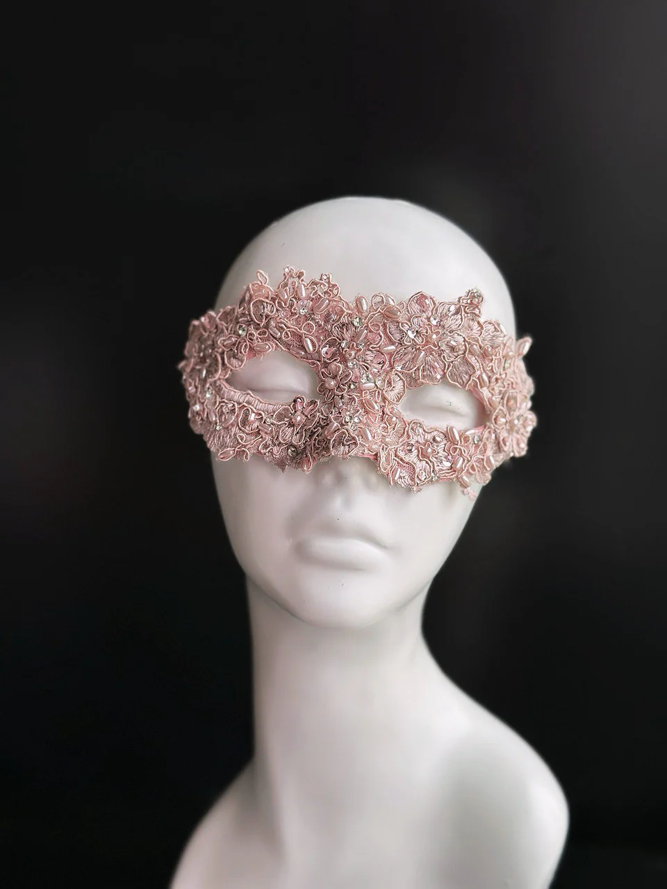 Blush Royale - Rose Pink Lace Mask - Image 2