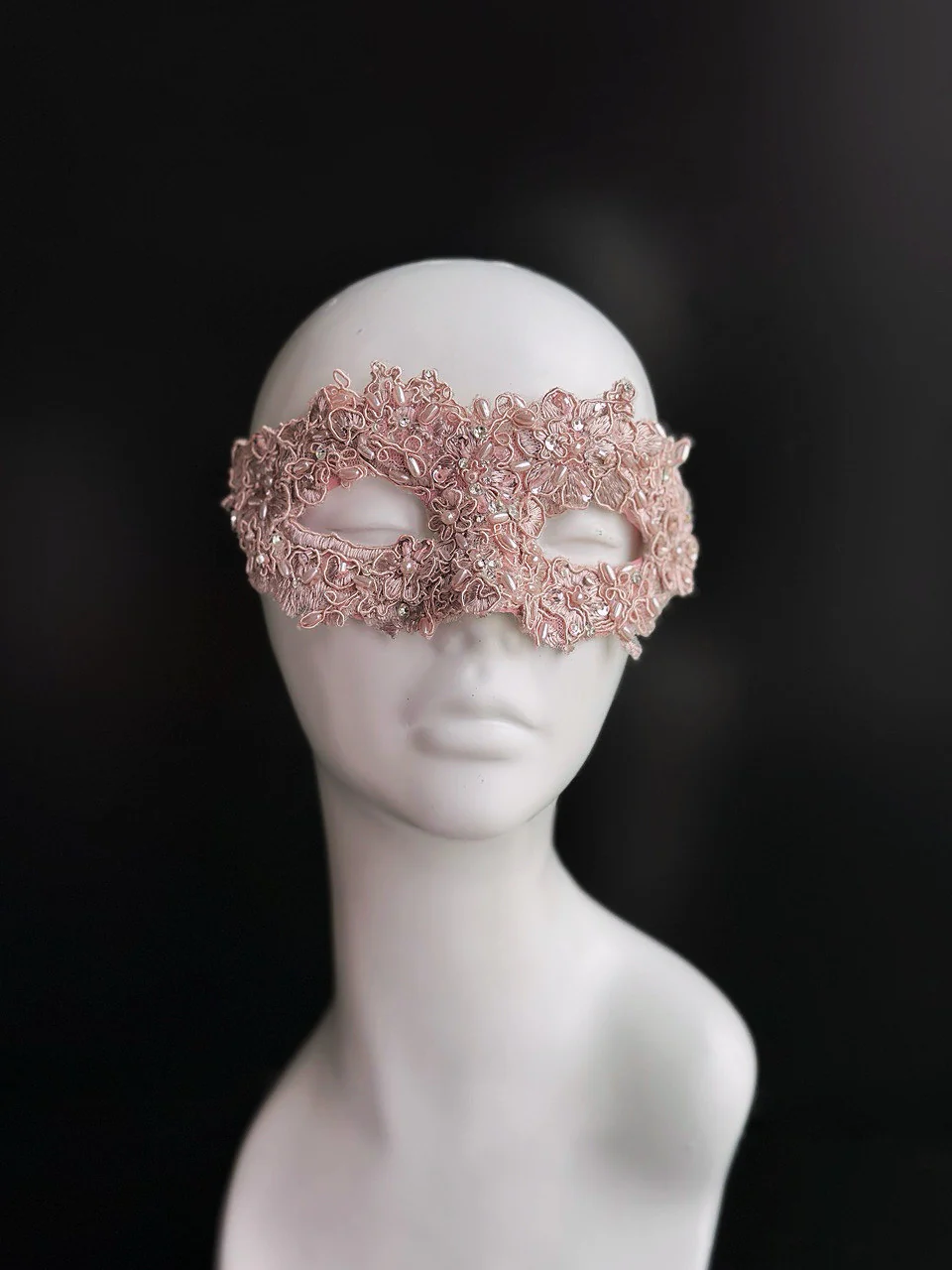 Blush Royale - Rose Pink Lace Mask - Image 3