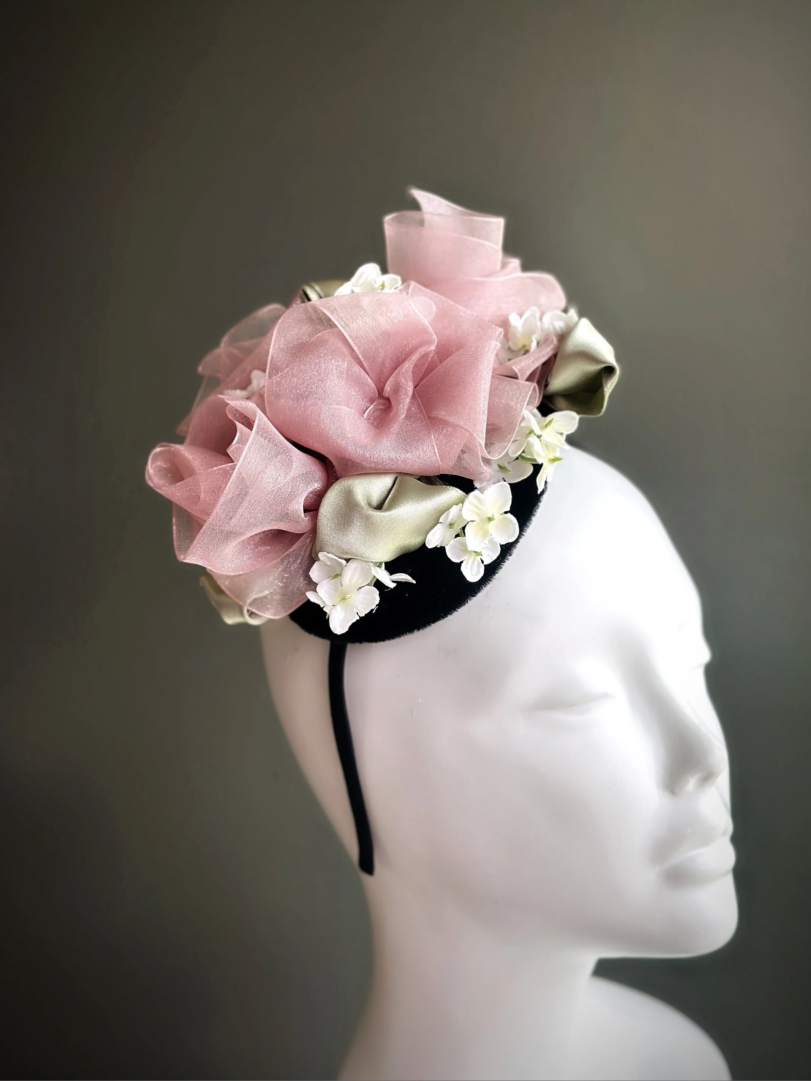Rose Sorbet - Fascinator Hat - Pink/Green