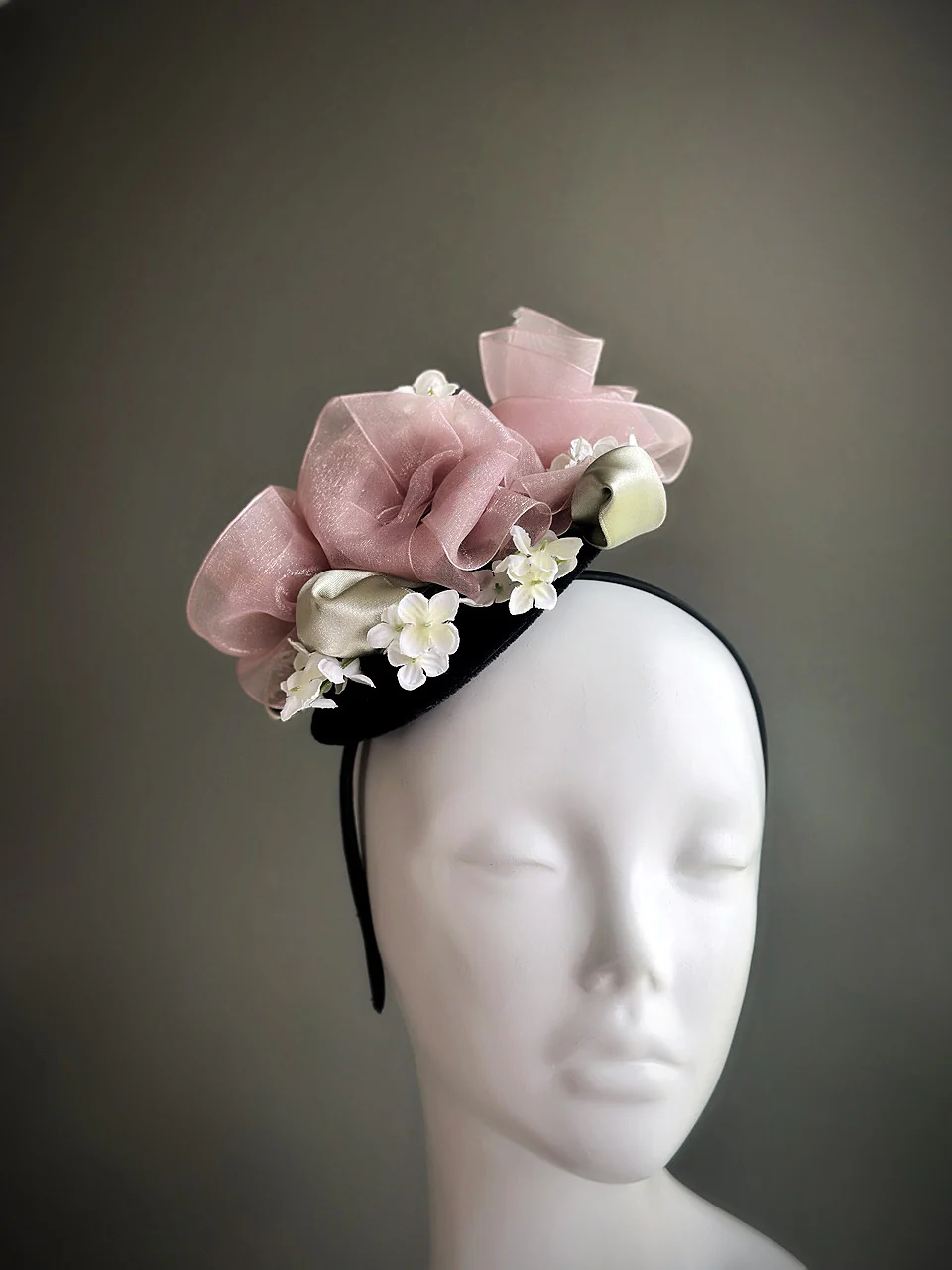 Rose Sorbet - Fascinator Hat - Pink/Green - Image 3
