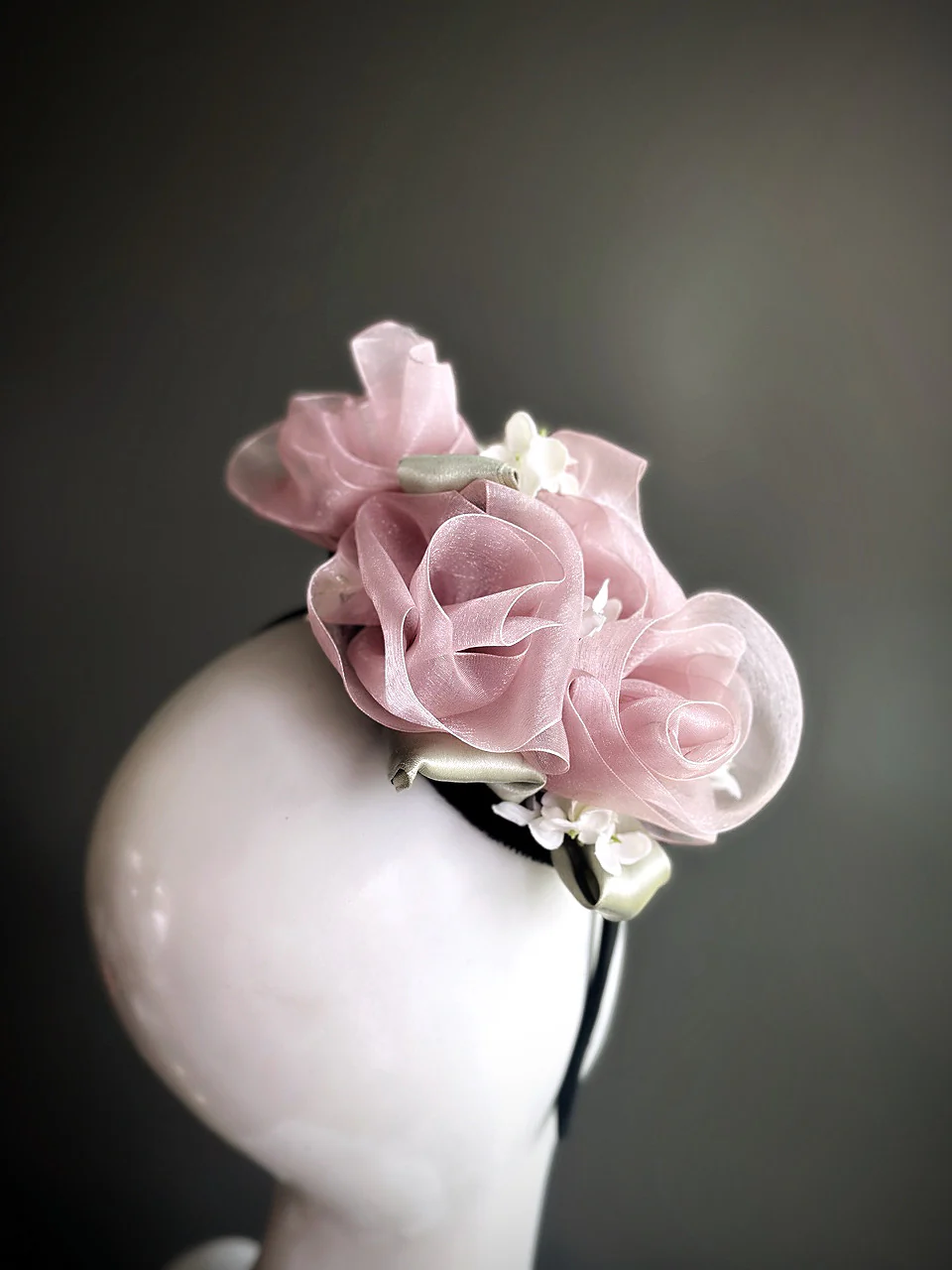 Rose Sorbet - Fascinator Hat - Pink/Green - Image 5