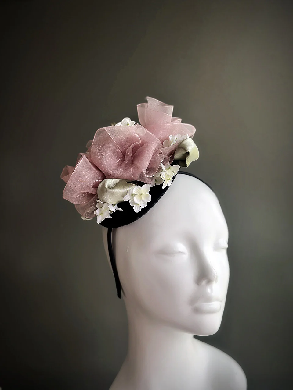 Rose Sorbet - Fascinator Hat - Pink/Green - Image 6