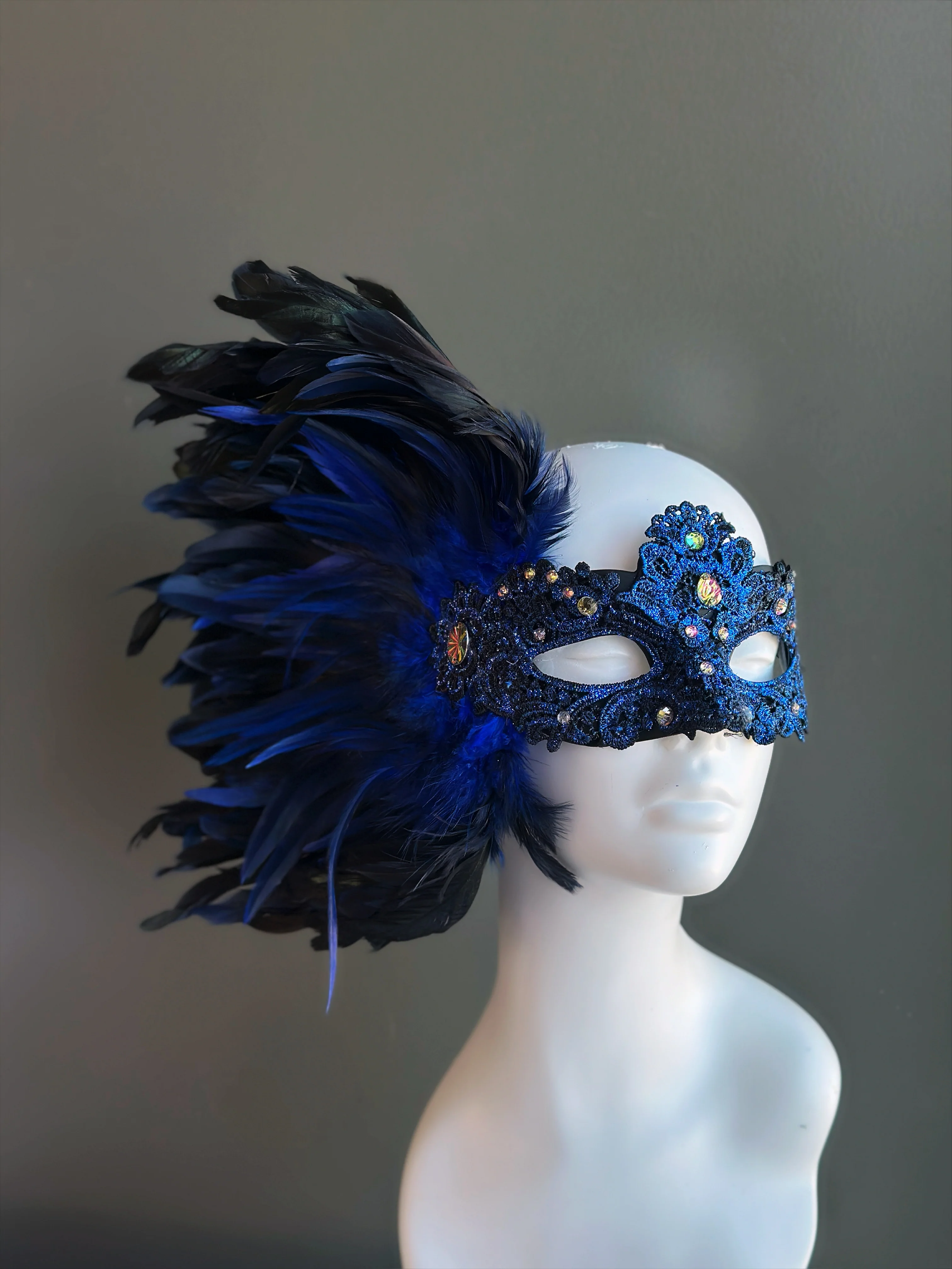 Lux Feather Mask - Blue Black - Image 2
