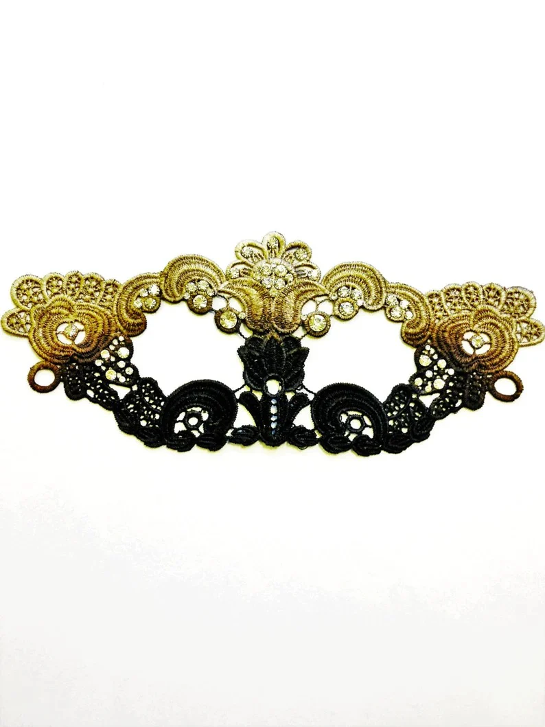 Selene Lace Mask - Gold/Black Ombre