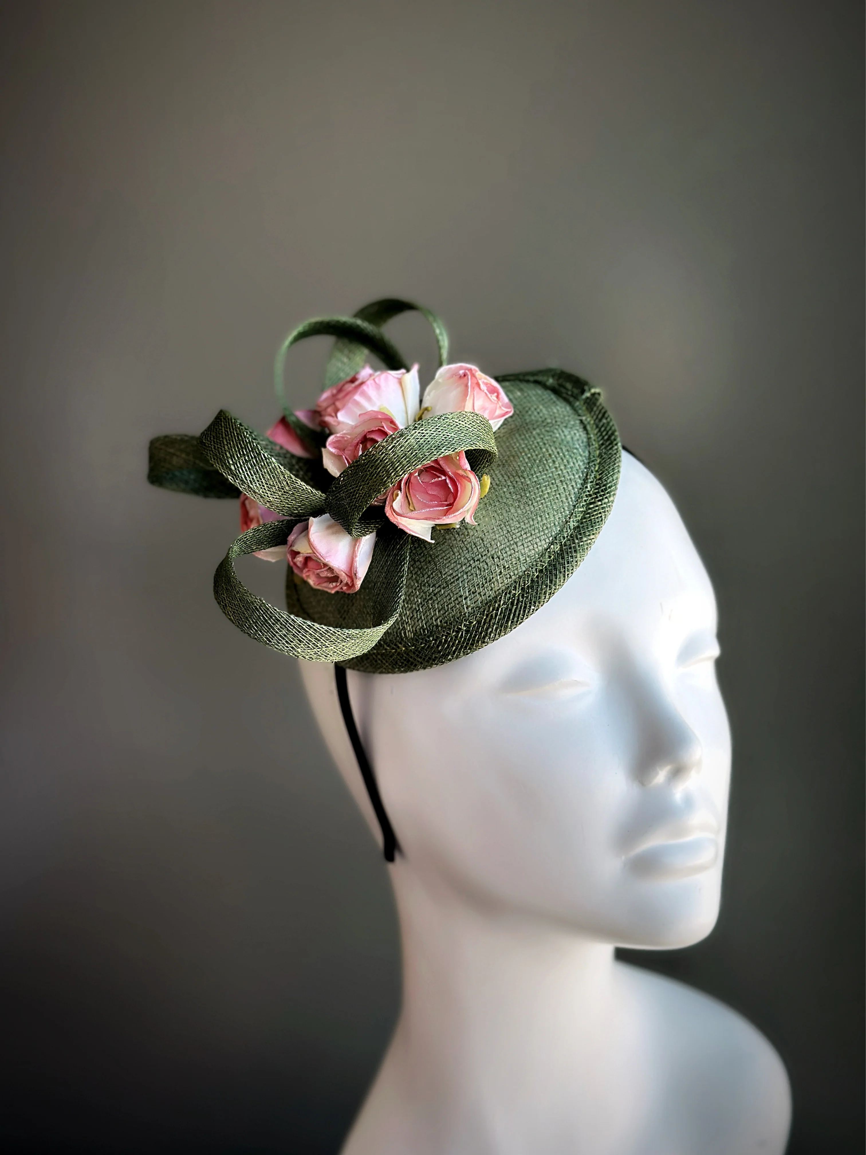 Spring Rose Whirl - Fascinator Hat - Pink/Green - Image 2