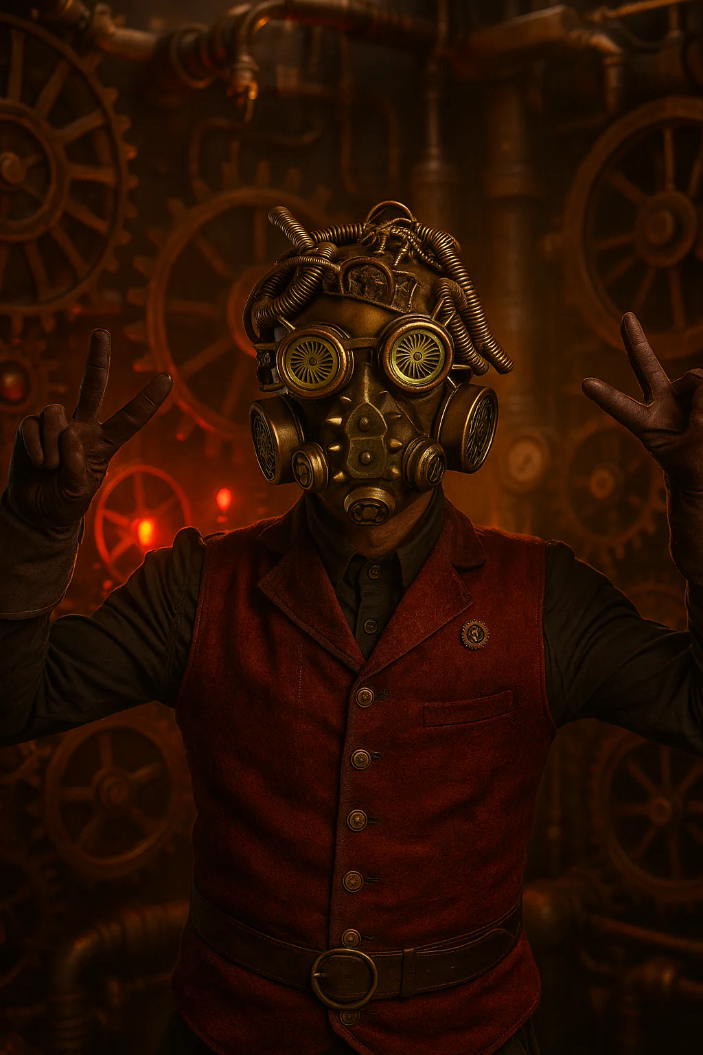 Steampunk Full Face Gas Mask - Gold - Image 3