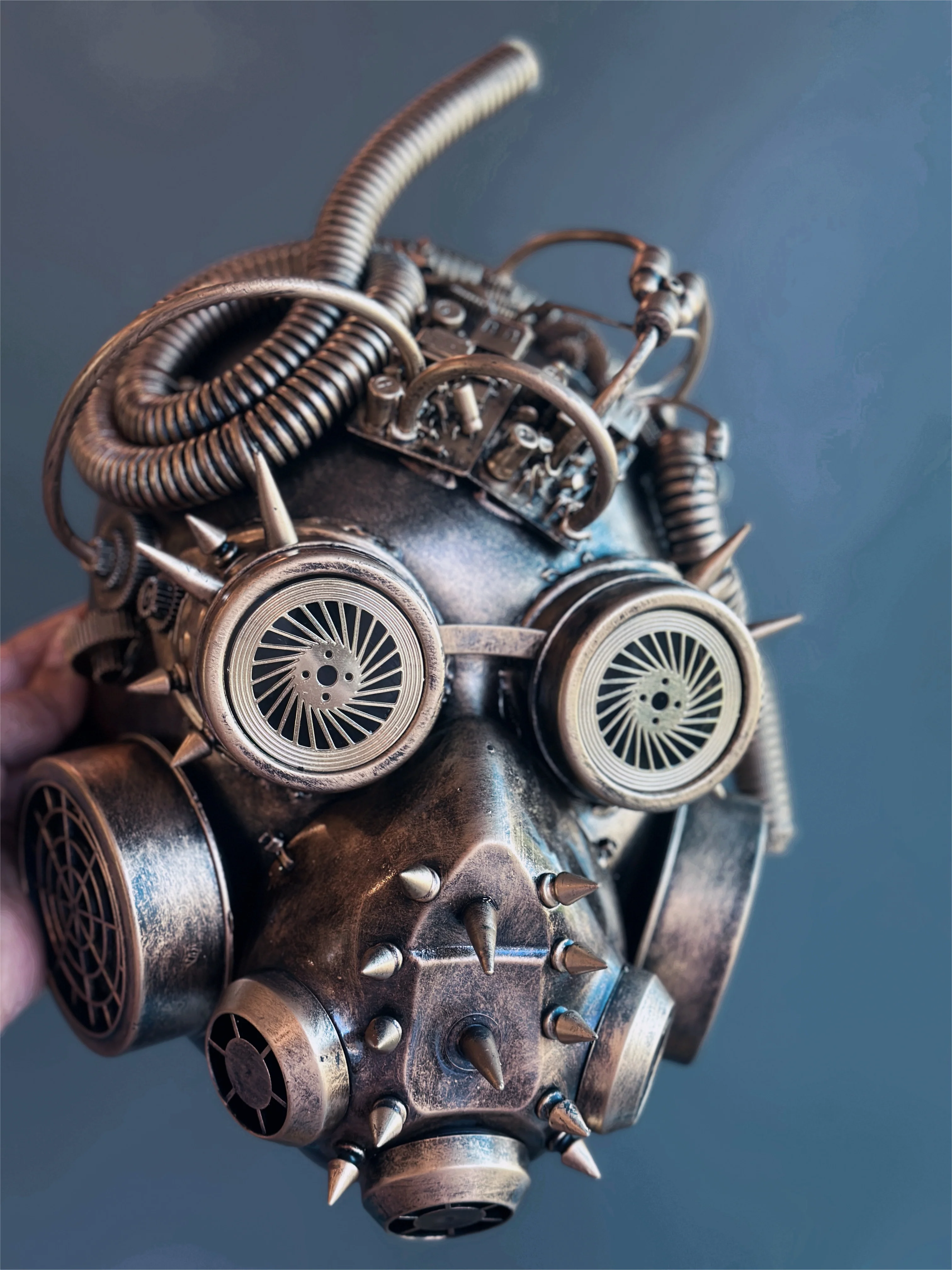 Steampunk Full Face Gas Mask - Gold - Image 5