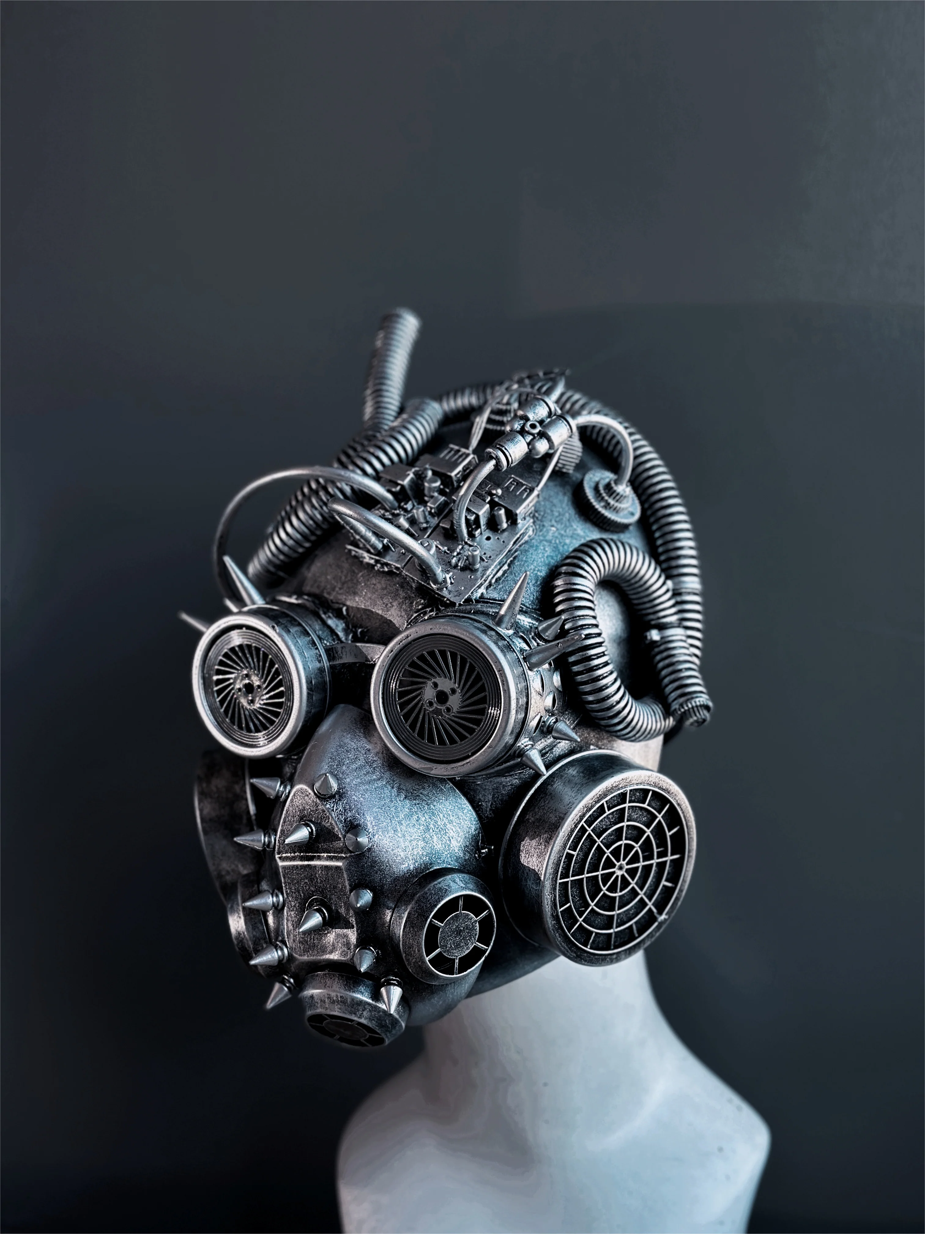 Steampunk Biohazard Gas Mask - Silver - Image 3