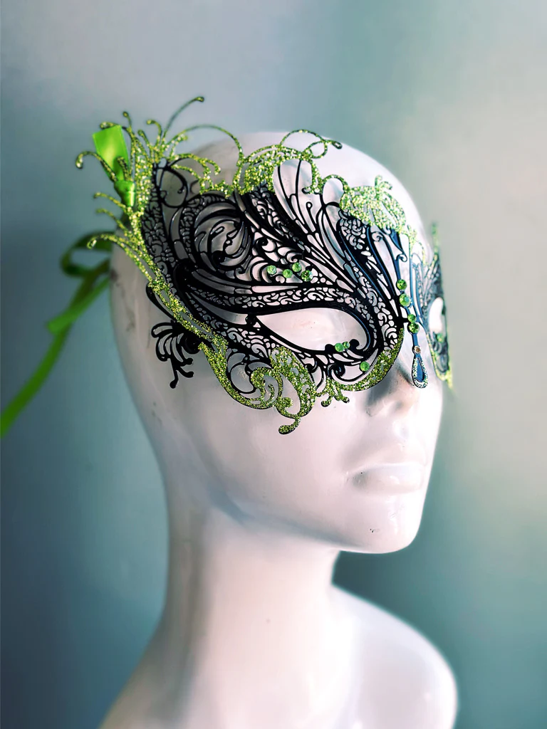 Swan Mask Black - Lime Glitter - Image 2
