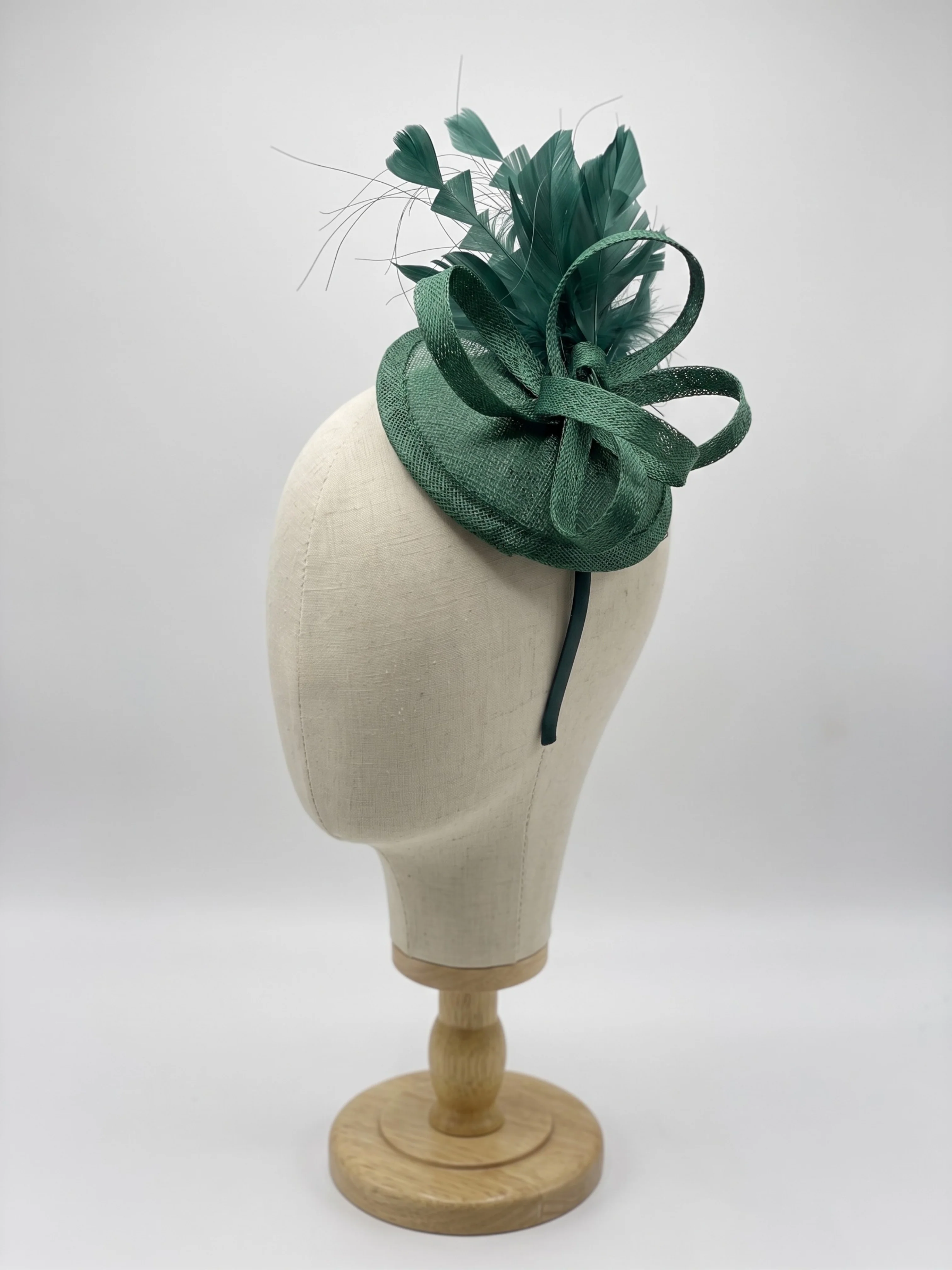 Tea Party Fascinator Hat - Dark Green - Image 2