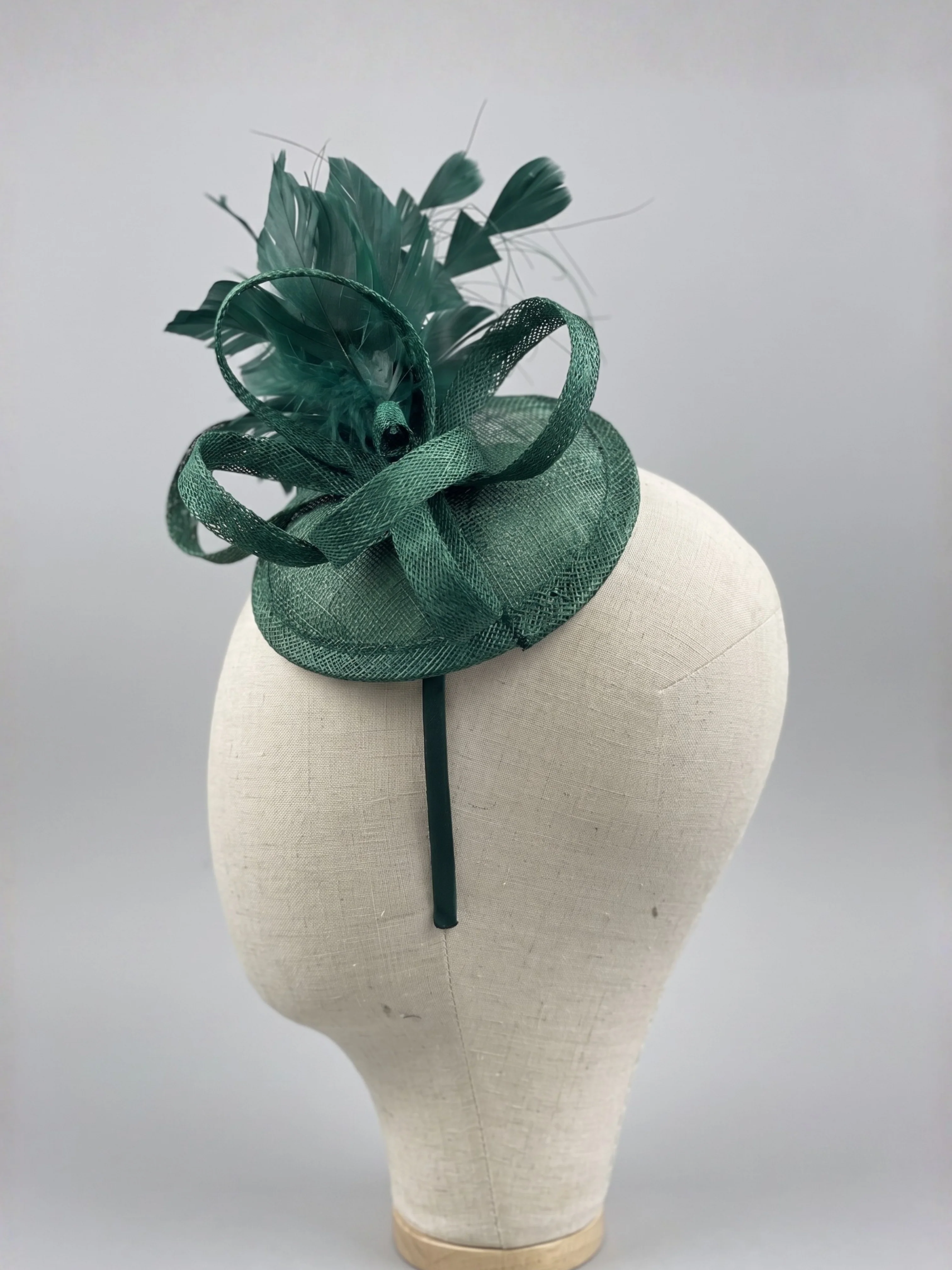 Tea Party Fascinator Hat - Dark Green - Image 3