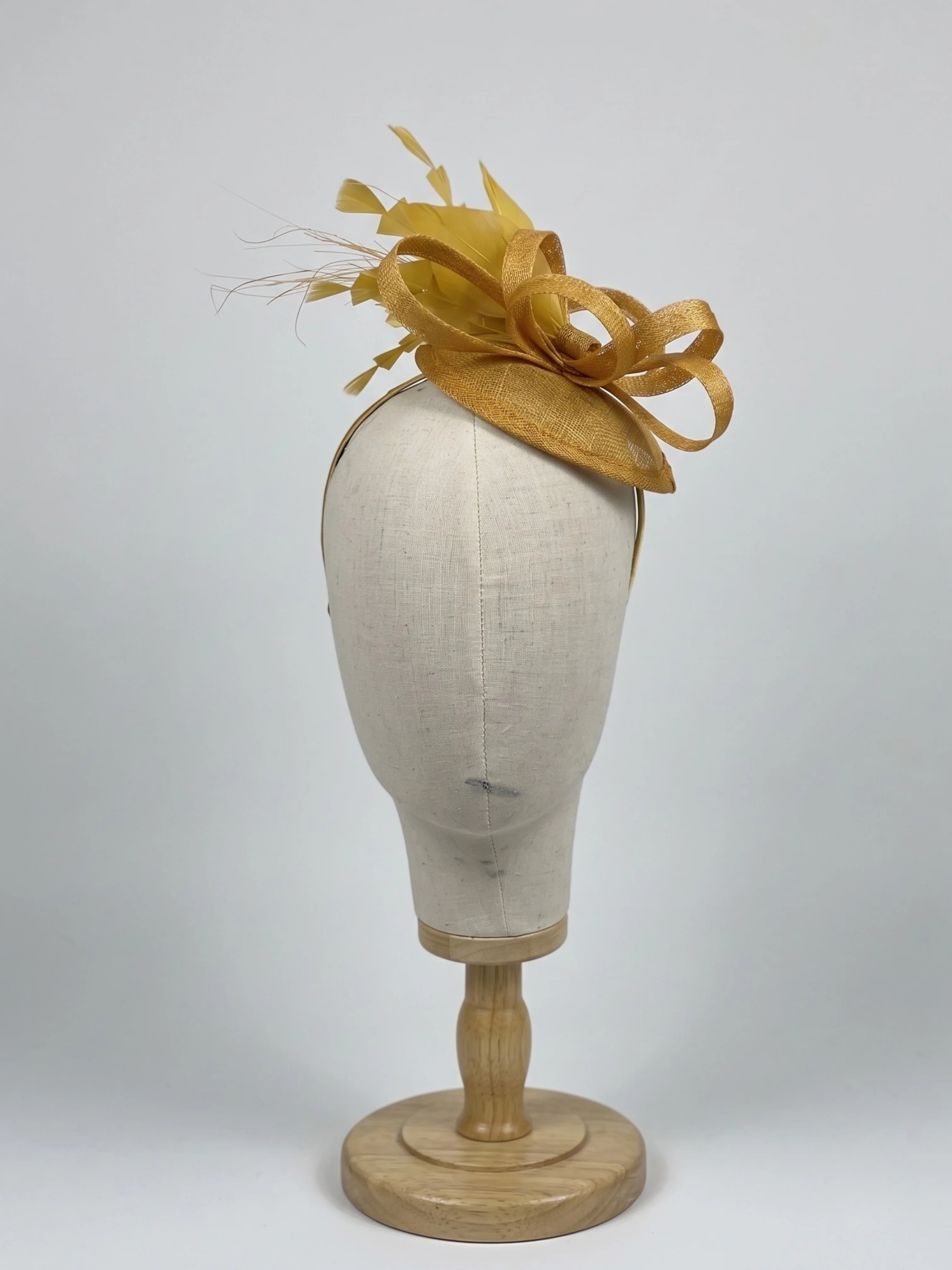 Tea Party Fascinator Hat - Mustard Yellow - Image 2