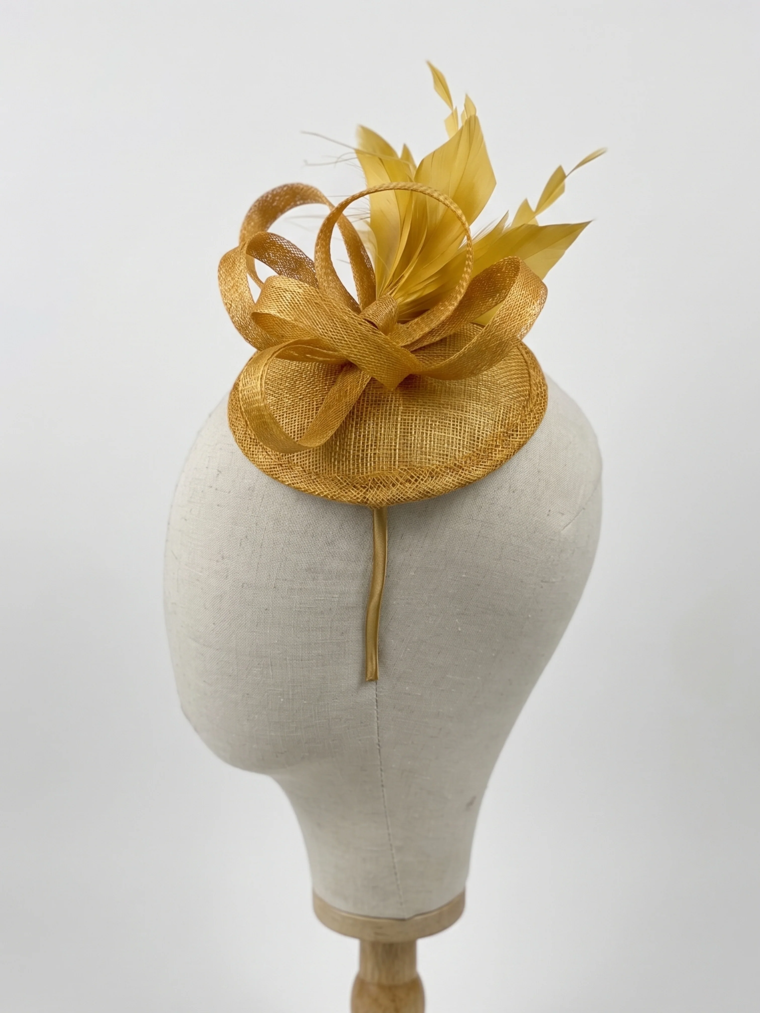 Tea Party Fascinator Hat - Mustard Yellow - Image 3