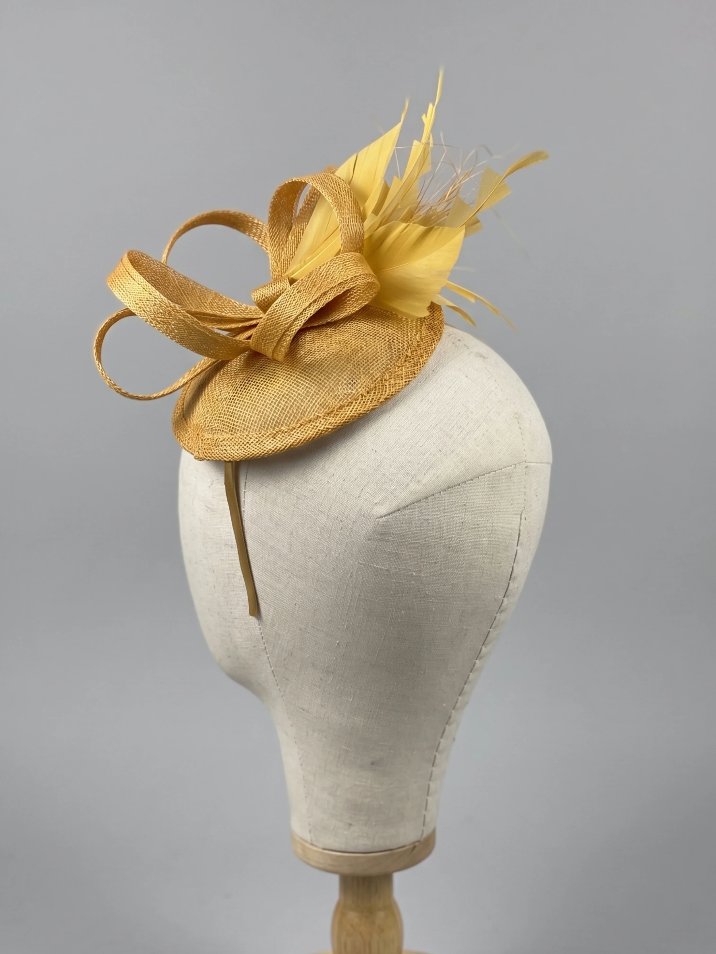Tea Party Fascinator Hat - Mustard Yellow - Image 4
