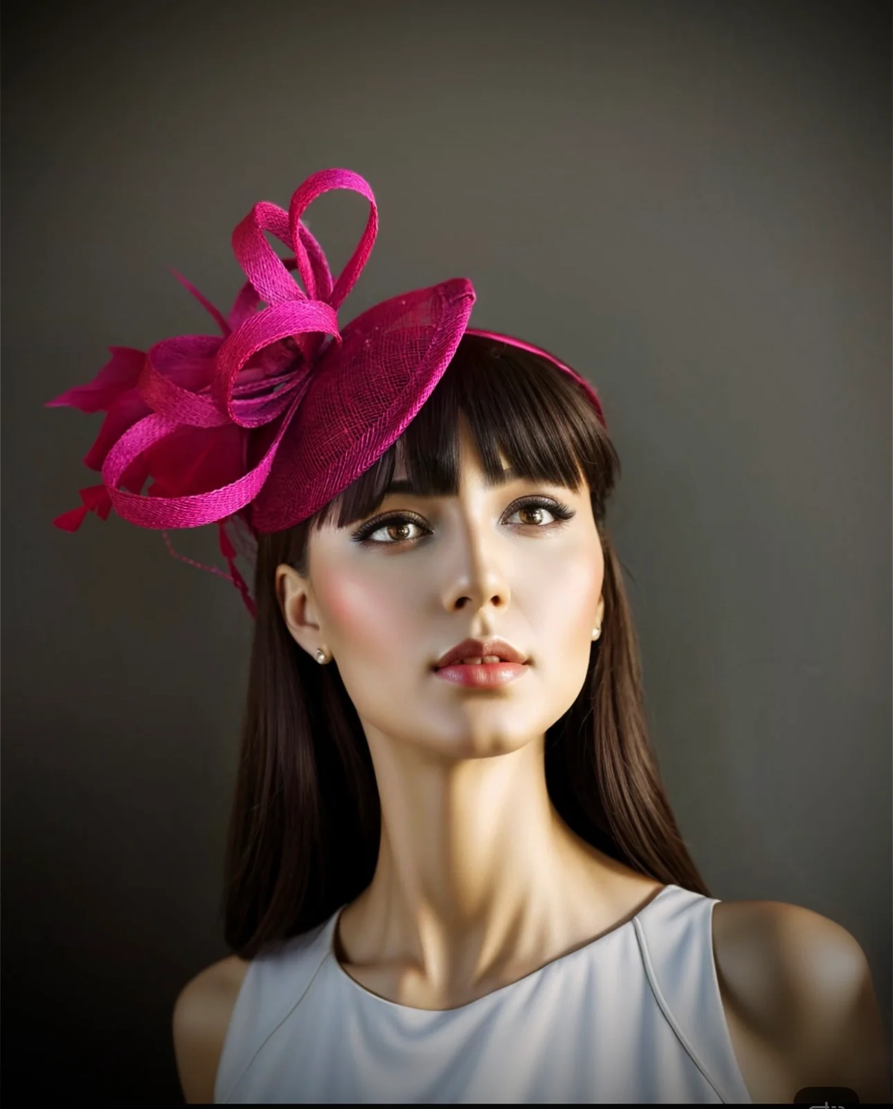 Tea Party Fascinator Hat - Fuchsia - Image 2