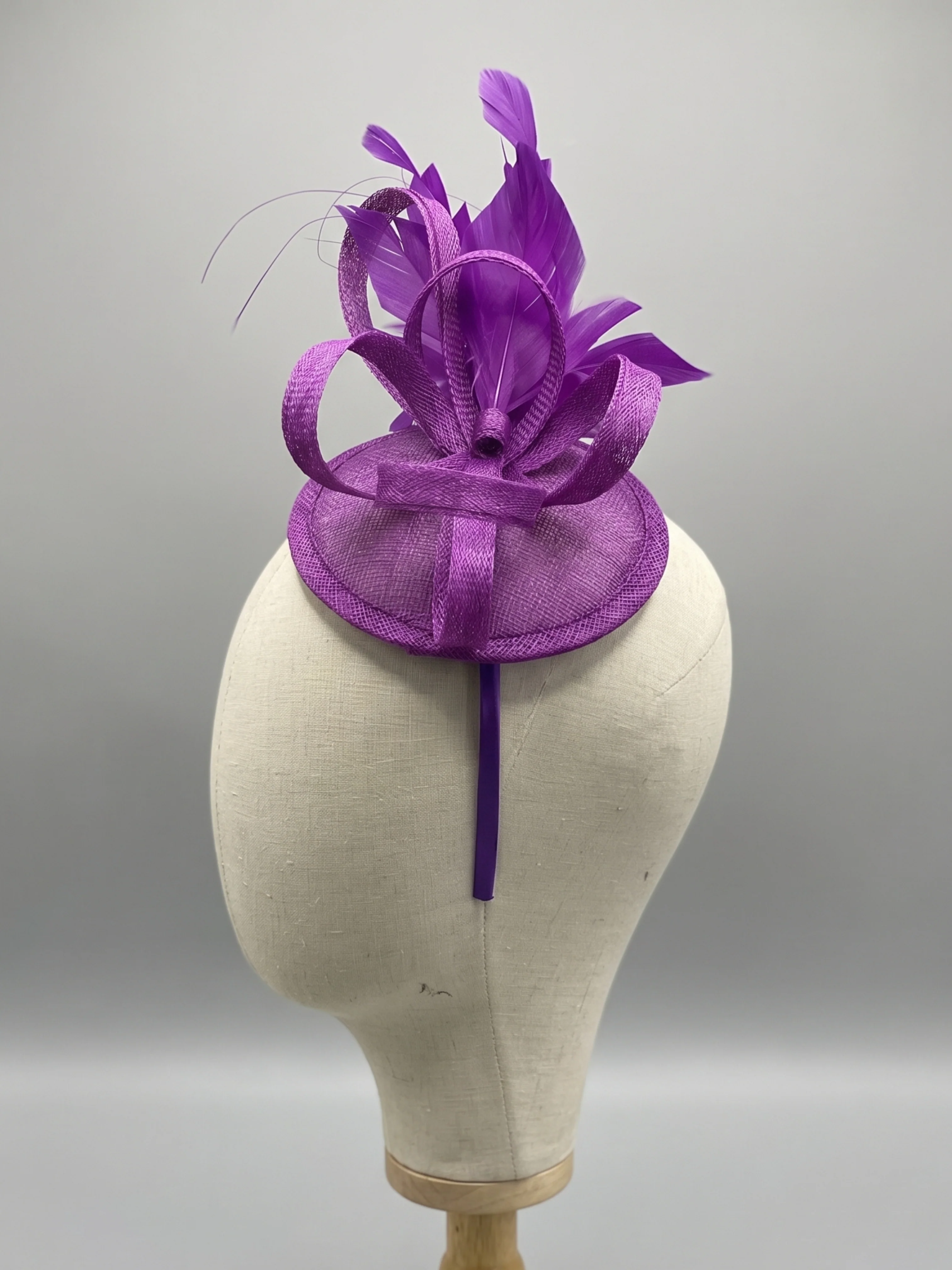Tea Party Fascinator Hat - Purple - Image 2