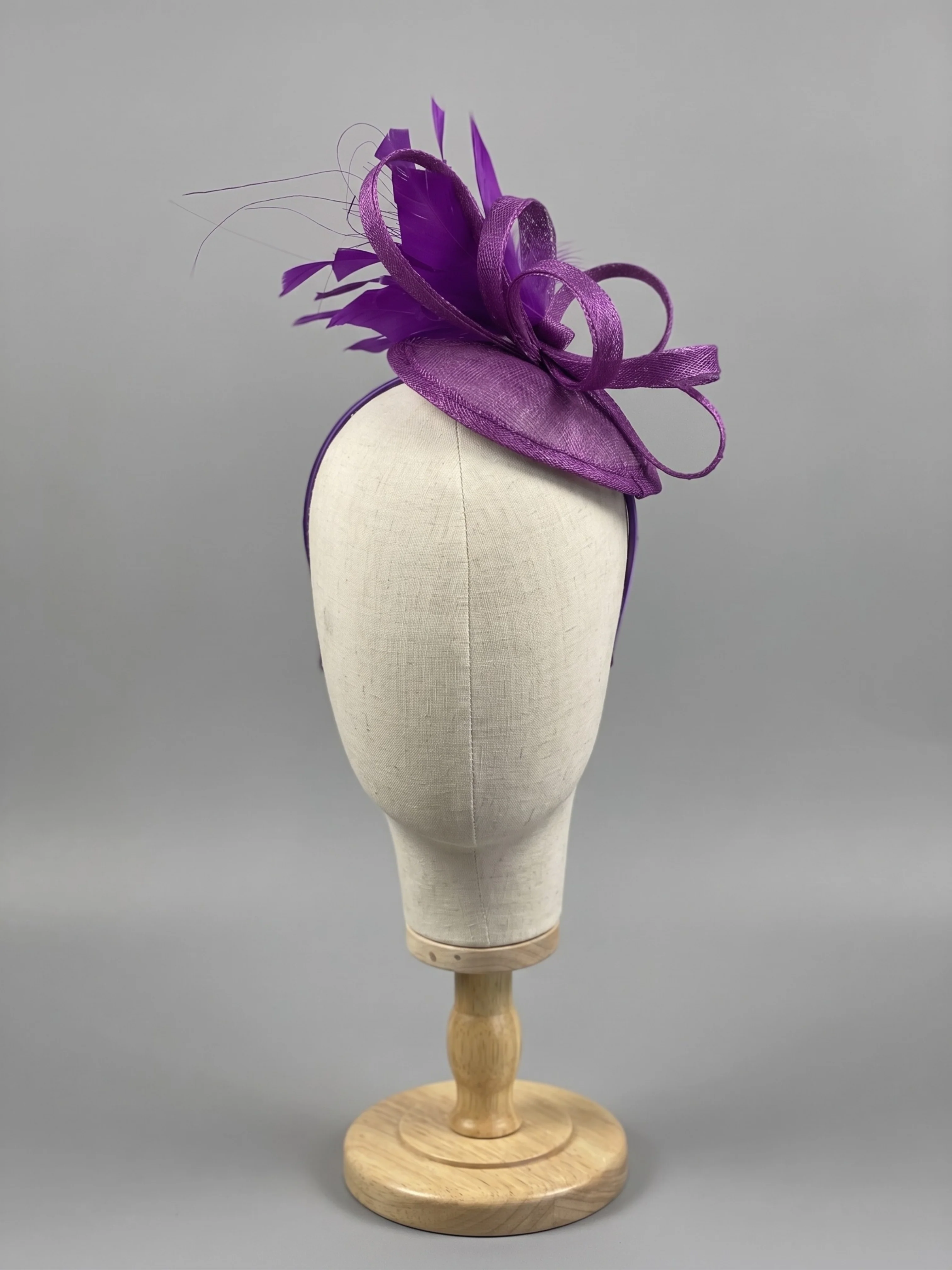 Tea Party Fascinator Hat - Purple - Image 3