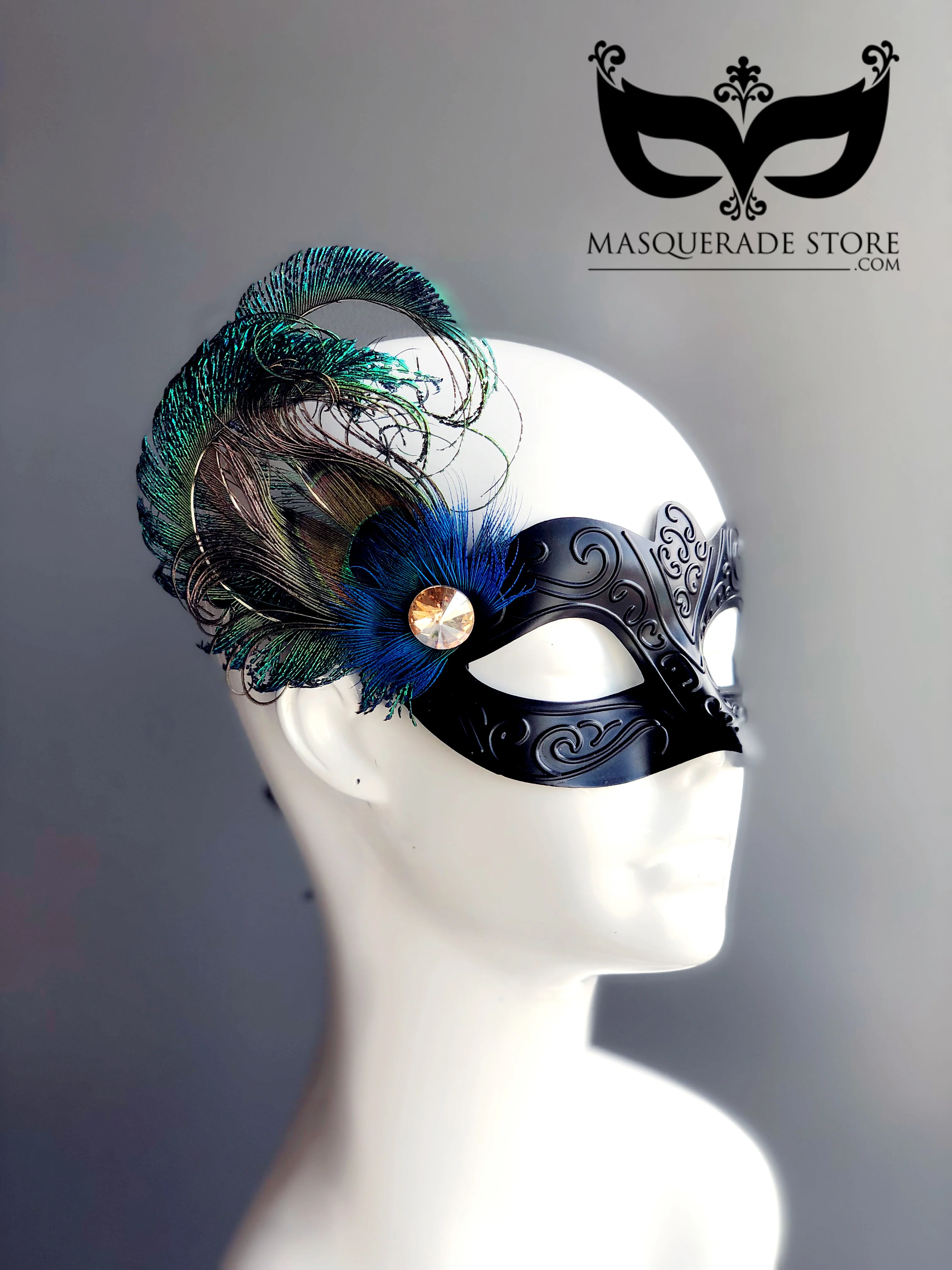 The Muse Black Mask - Peacock Feathers - Image 3