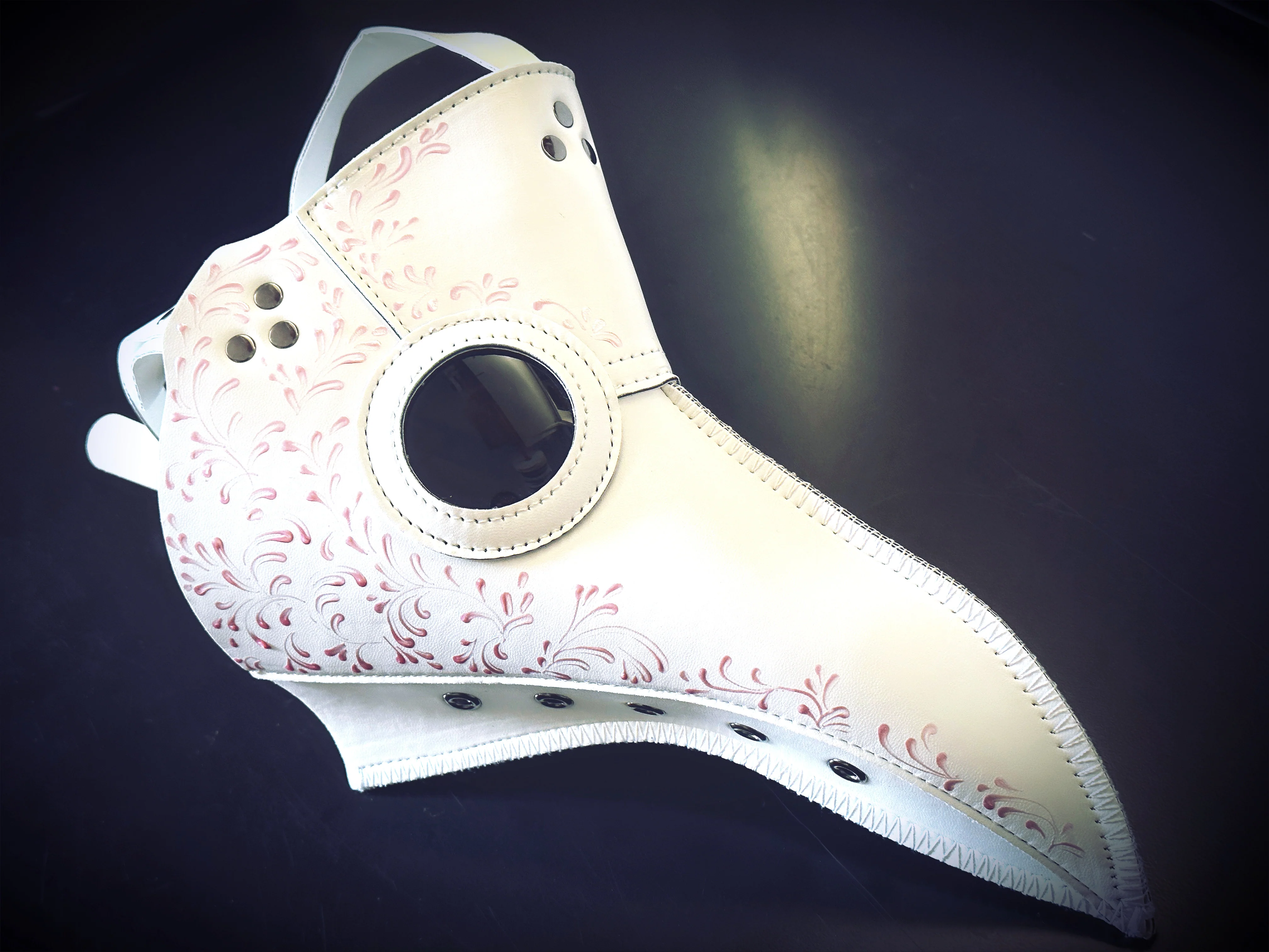 Vegan Leather Plague Mask - White/Pink - Image 3