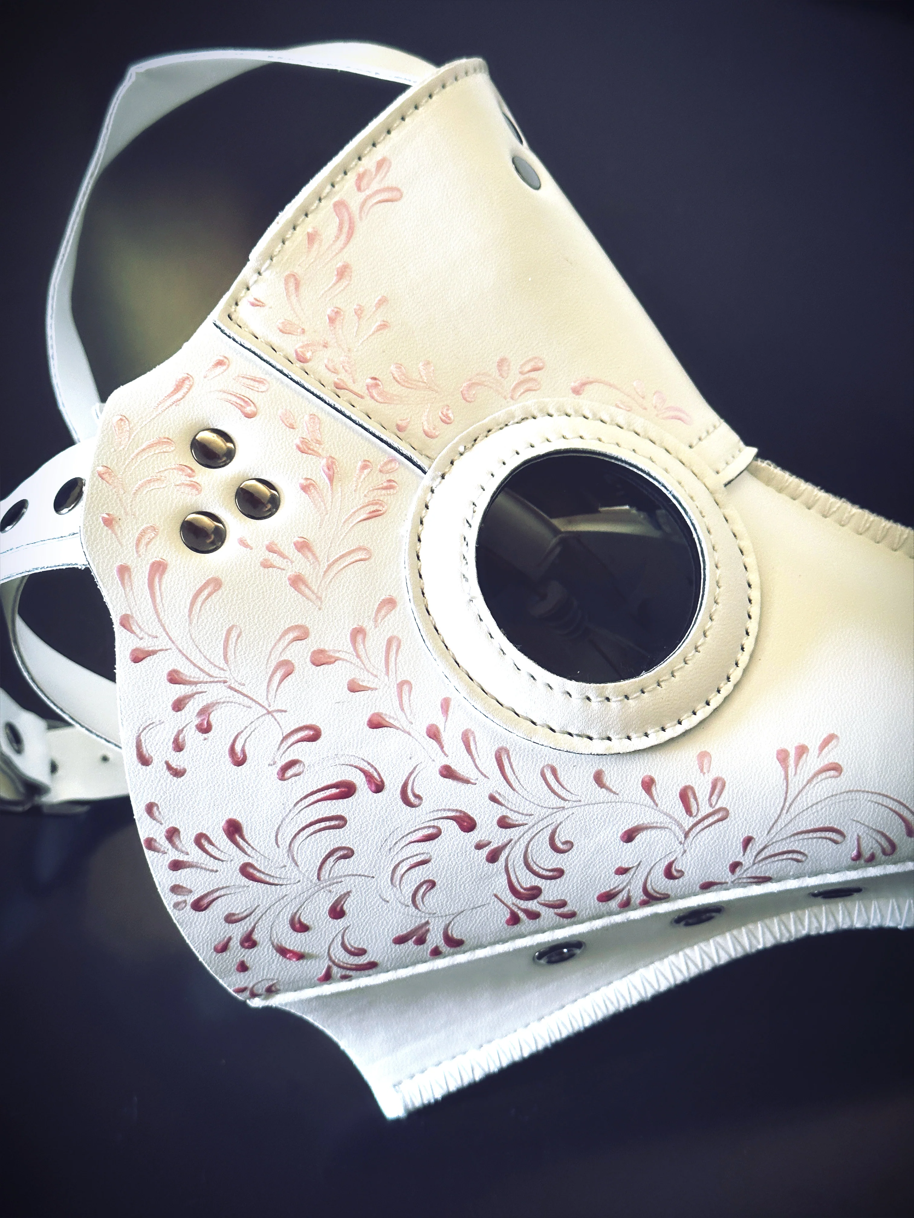 Vegan Leather Plague Mask - White/Pink - Image 4