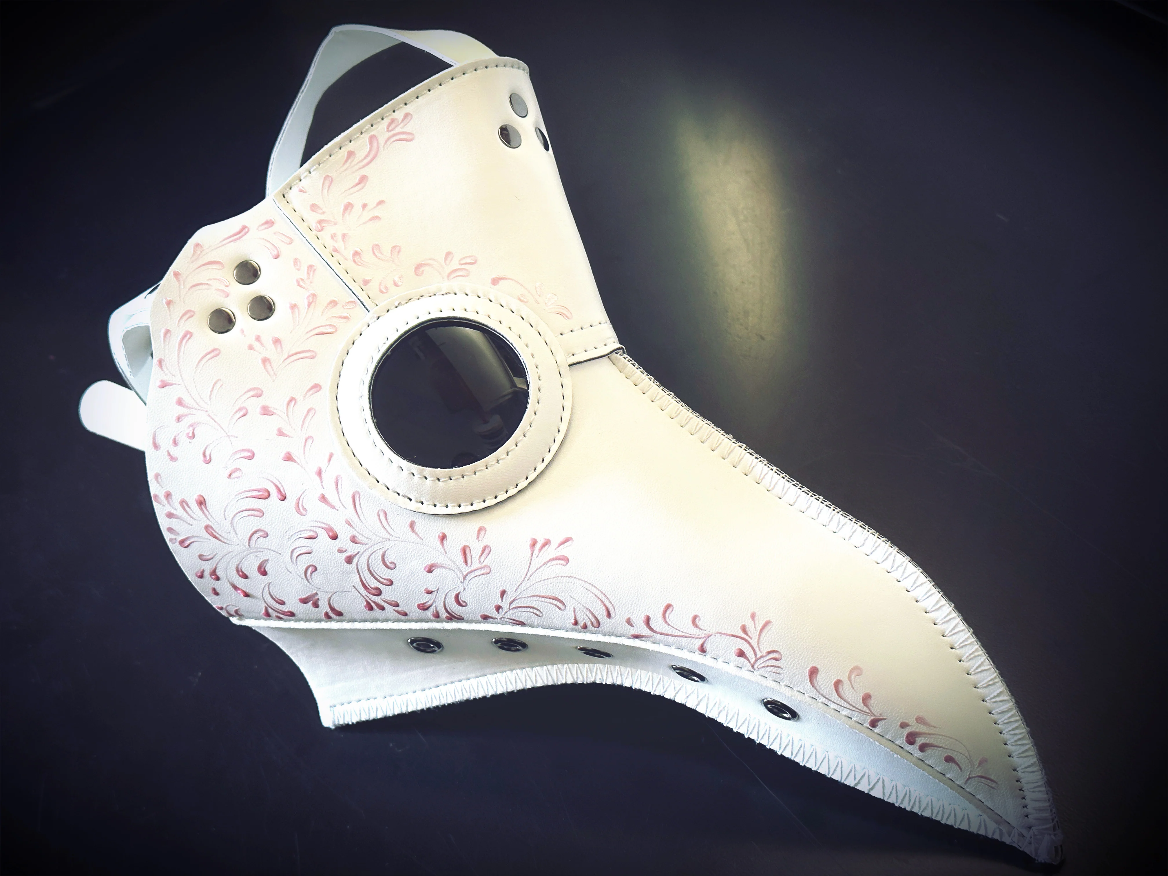 Vegan Leather Plague Mask - White/Pink - Image 5