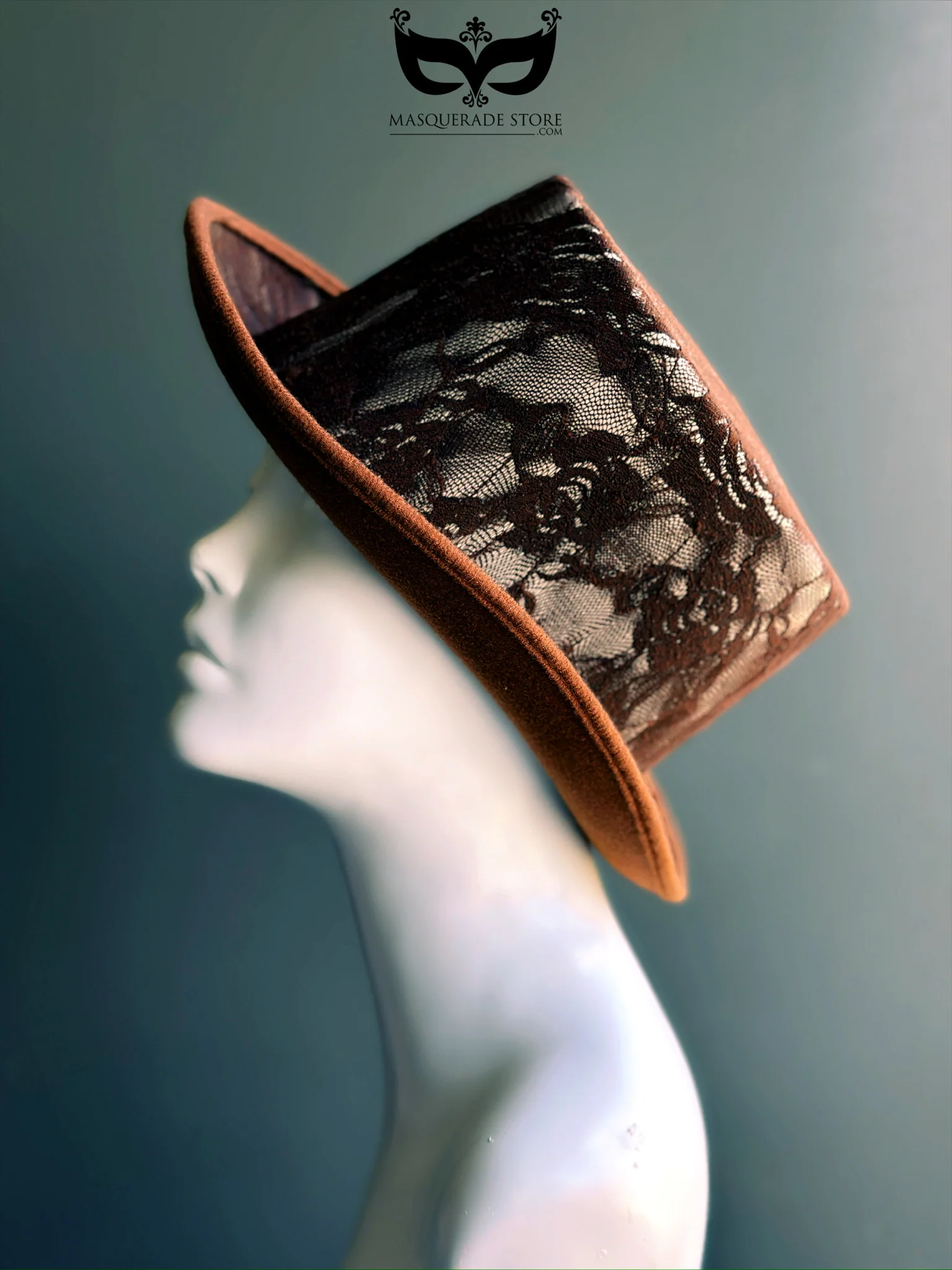 Velvet Veil – Brown Lace Top Hat