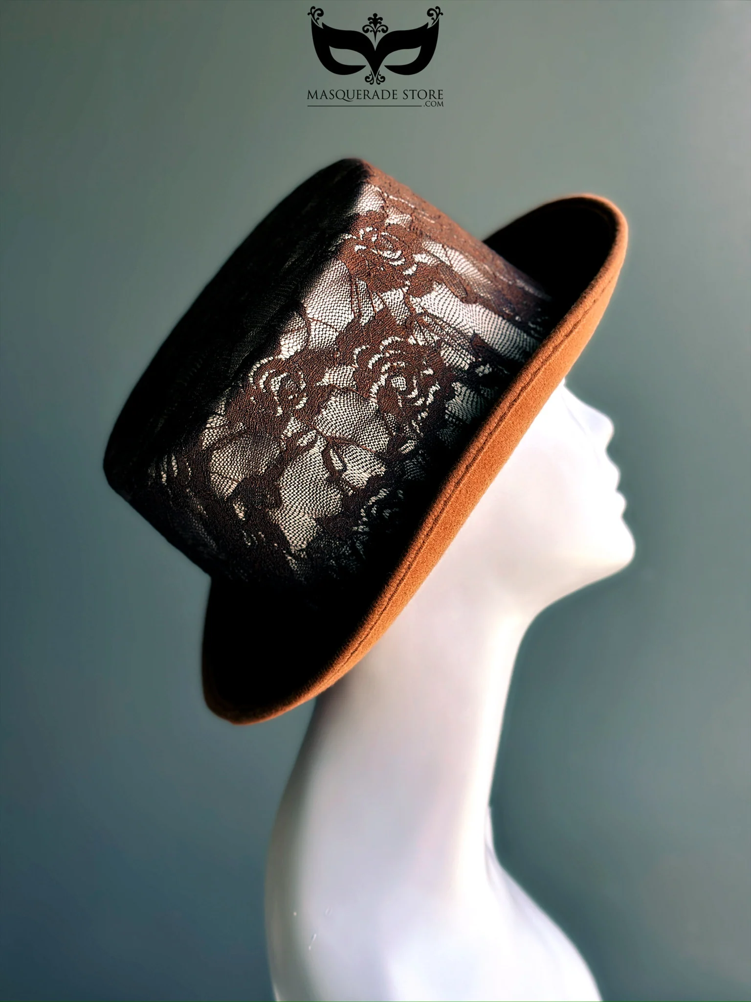 Velvet Veil – Brown Lace Top Hat - Image 5
