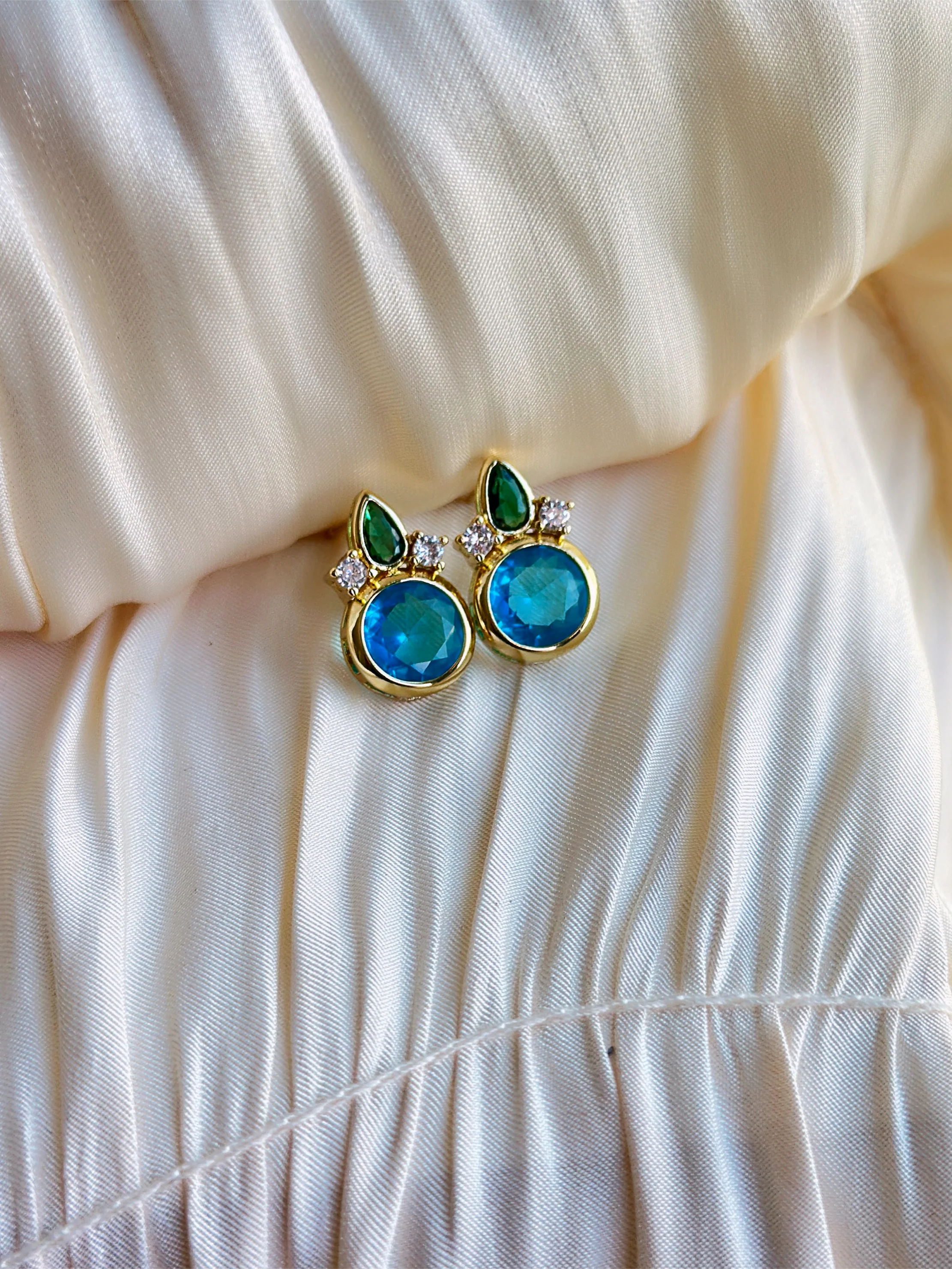 Verdant Tide Gem Stud Earrings - Image 2