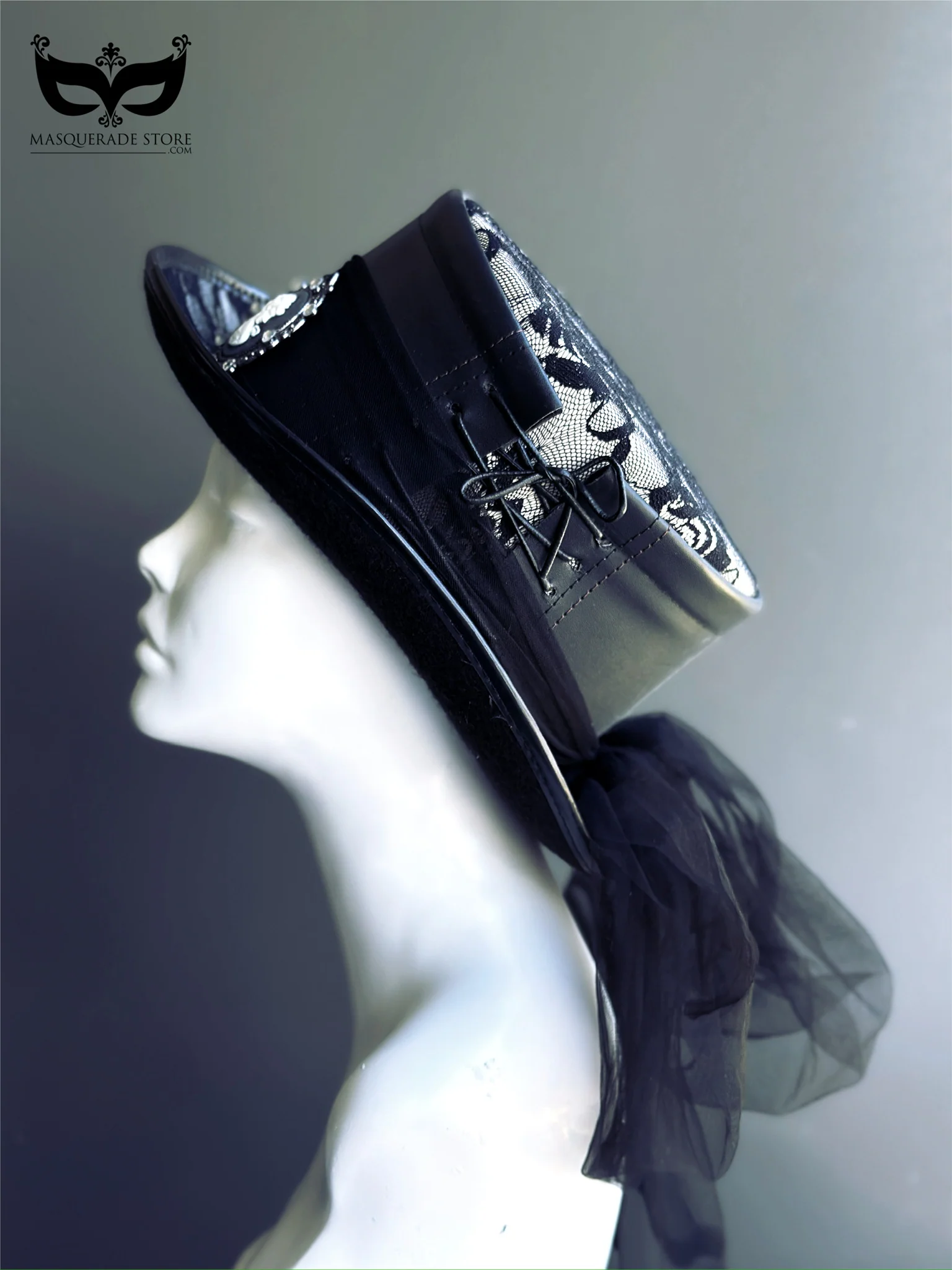 Midnight Duchess – Black Lace Top Hat - Image 2