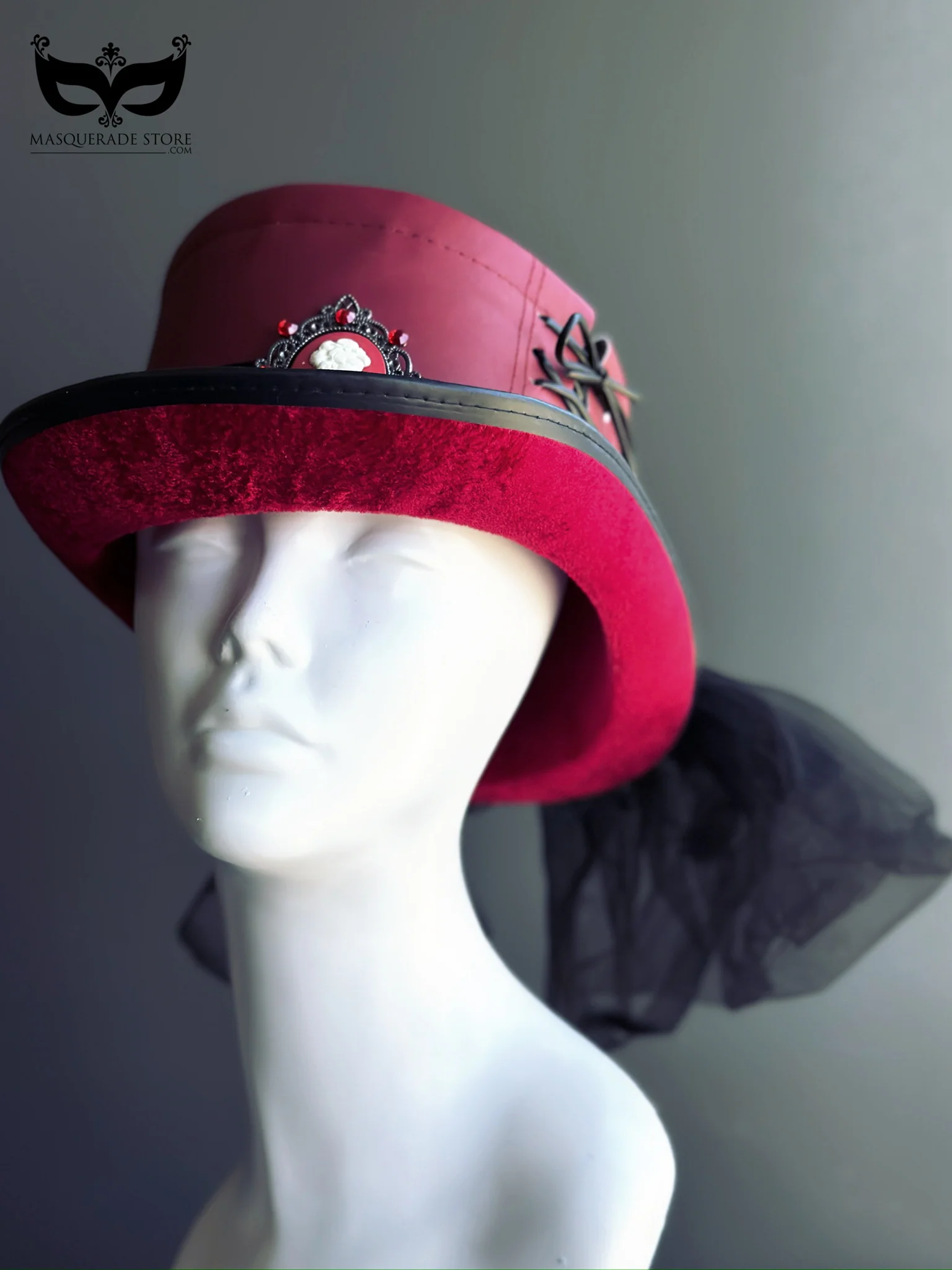 Victorian Red - Red Lace Top Hat
