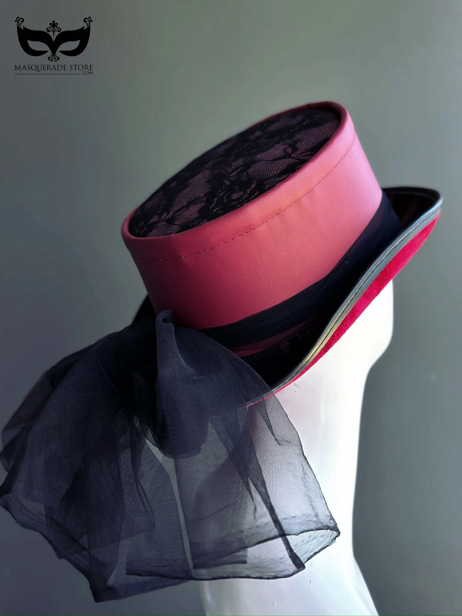 Victorian Red - Red Lace Top Hat - Image 4