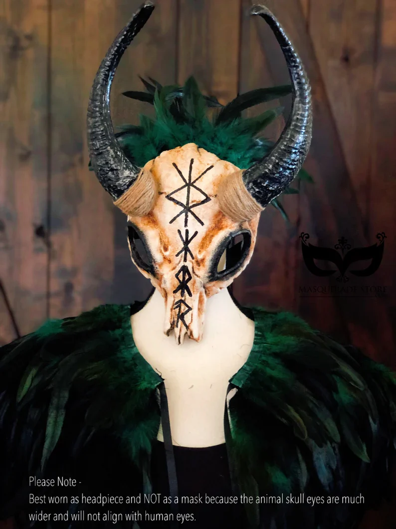 Viking Hunter - Ram Horn & Feather Cape