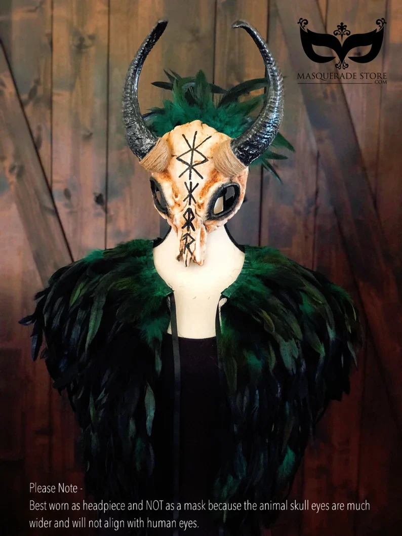 Viking Hunter - Ram Horn & Feather Cape - Image 2