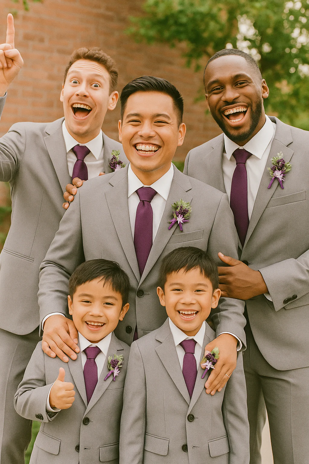 Wedding Boutonniere Set - 6 PCS - Purple - Image 3