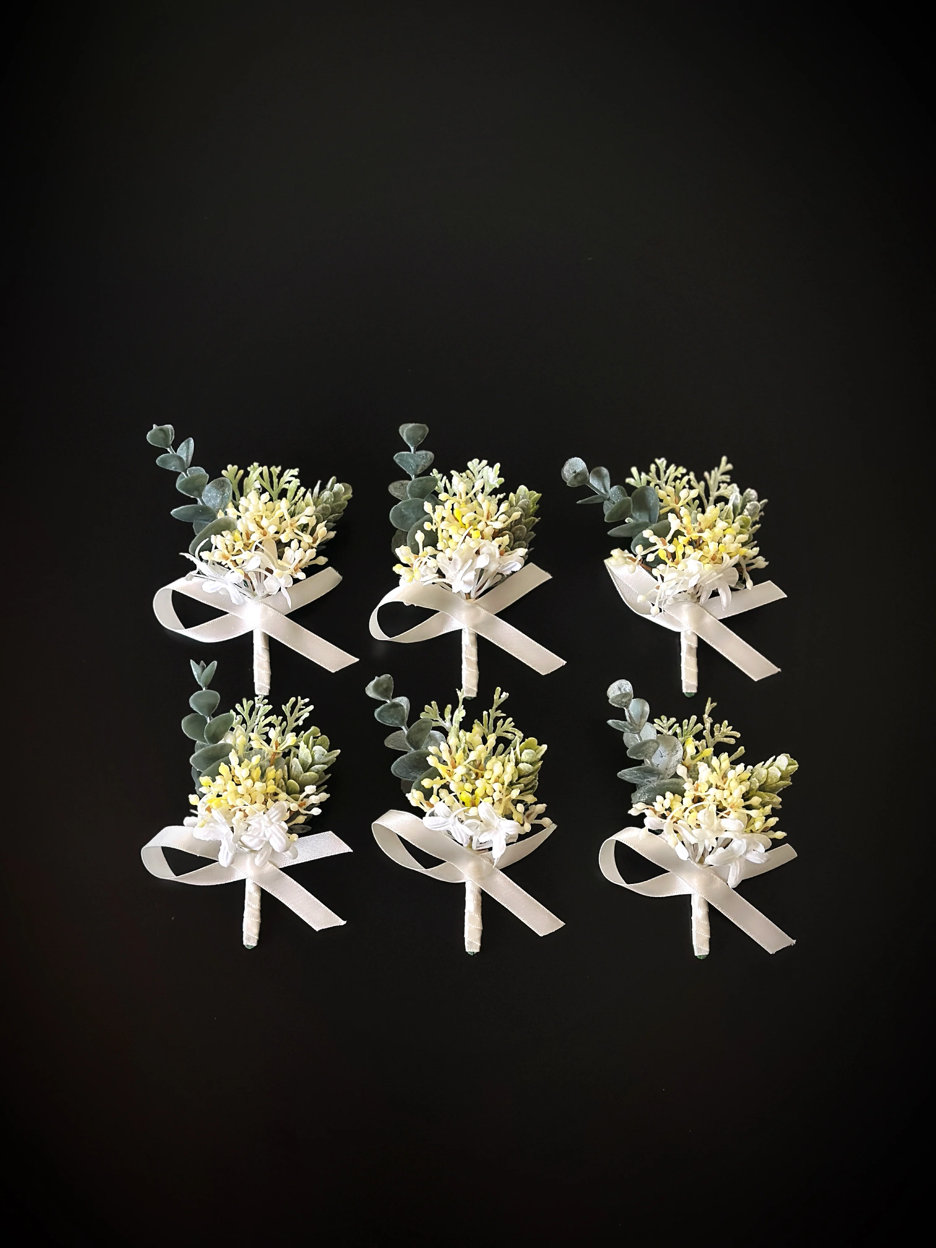Wedding Boutonniere Set - 6 PCS - Yellow White - Image 4