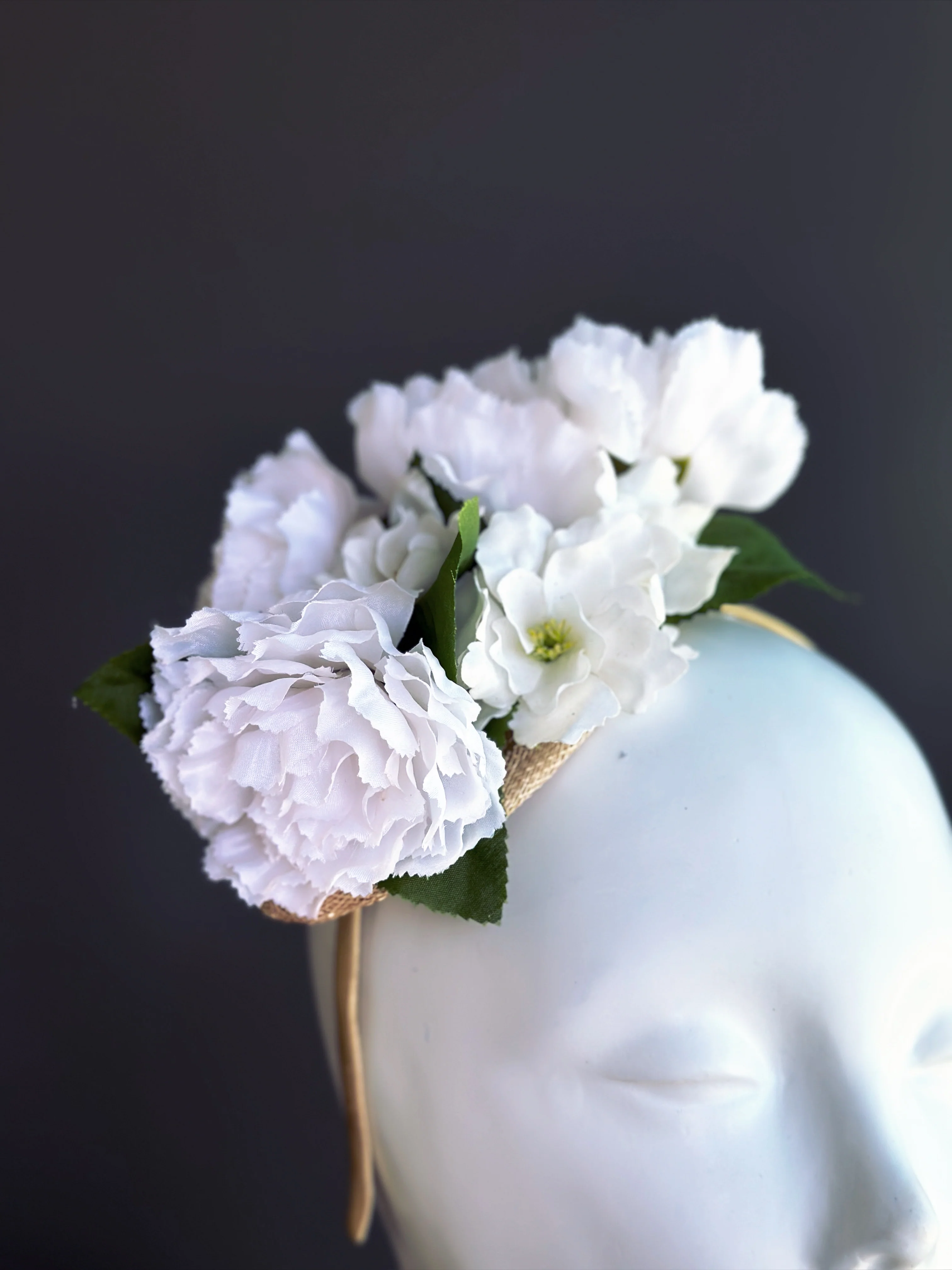 White Hydrangea Blossom Fascinator - Image 2