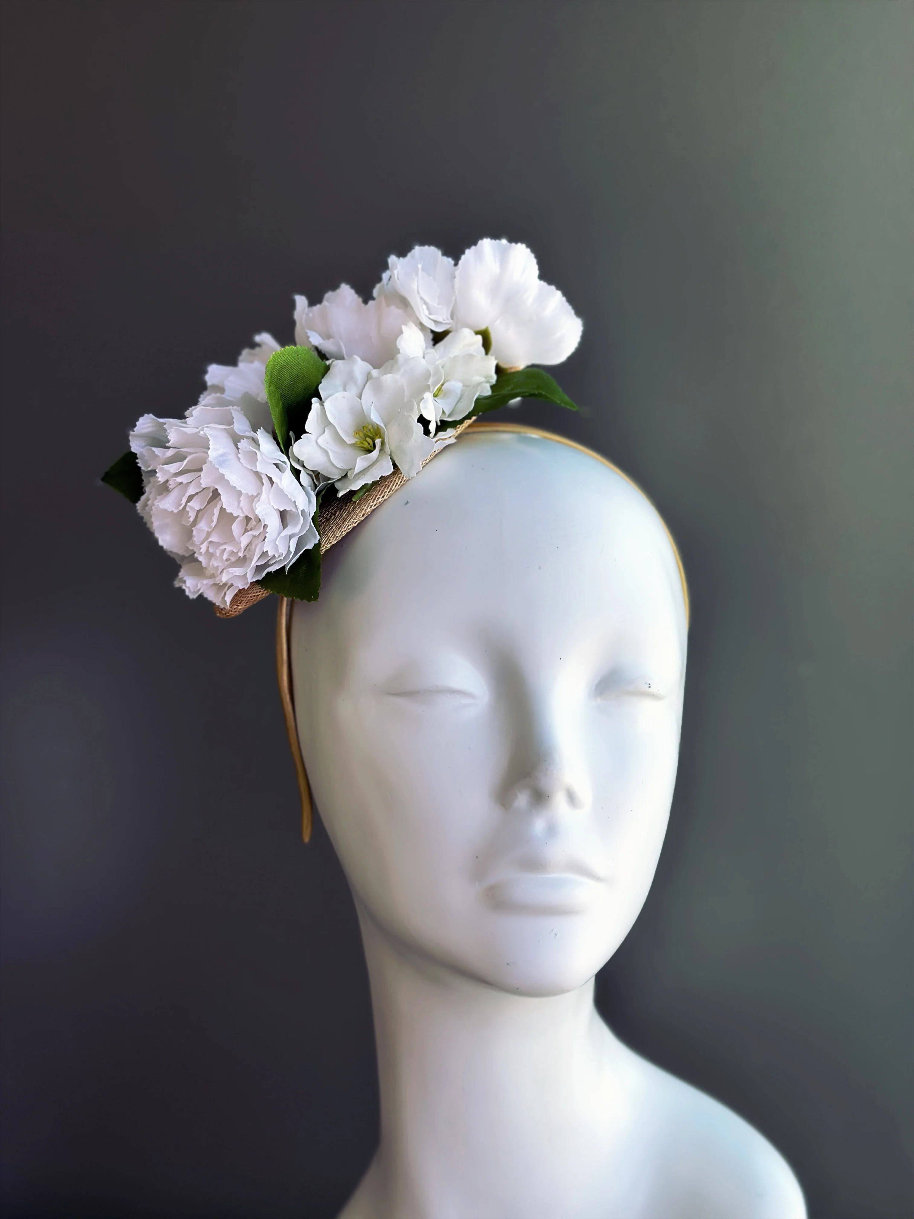 White Hydrangea Blossom Fascinator - Image 3