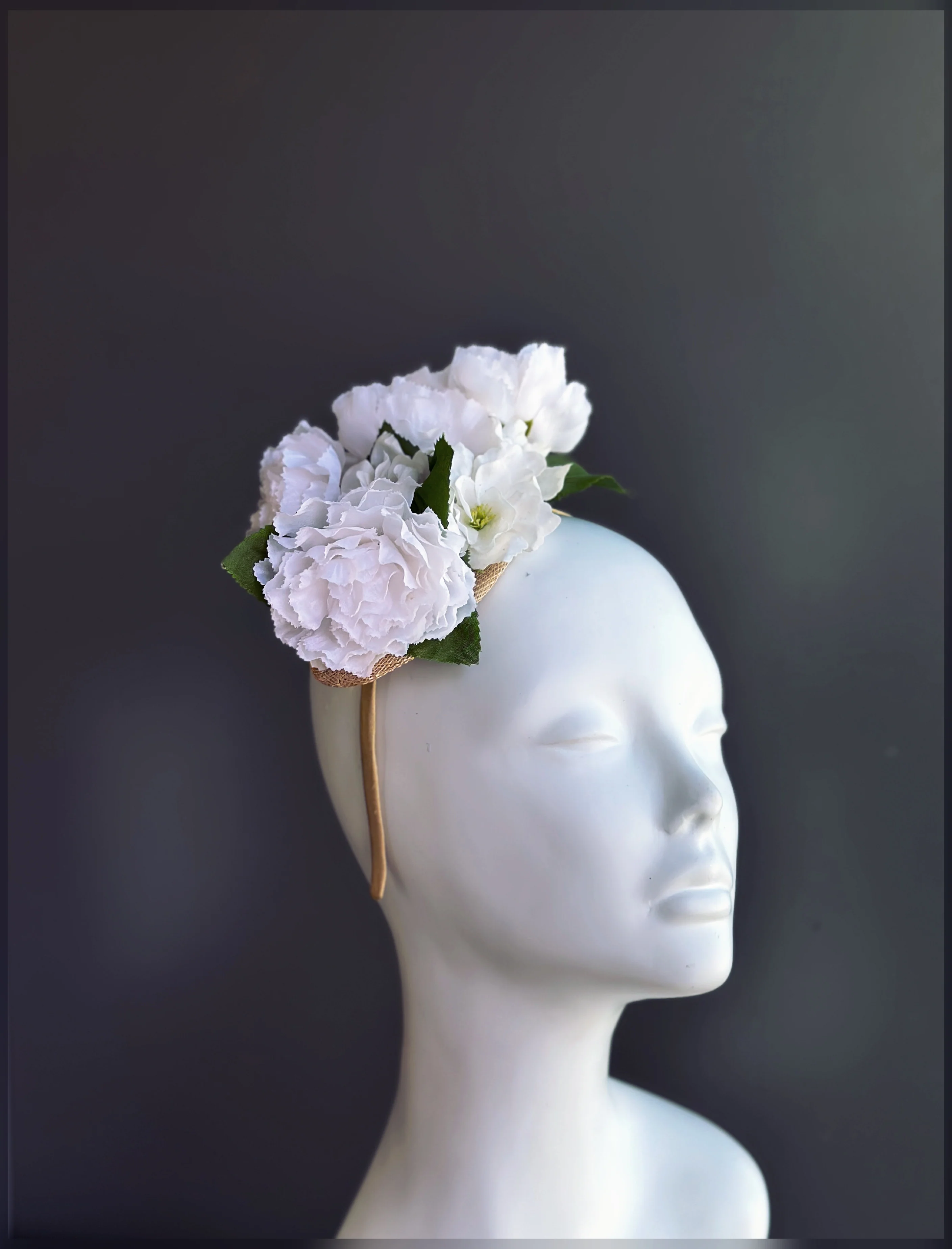White Hydrangea Blossom Fascinator - Image 4
