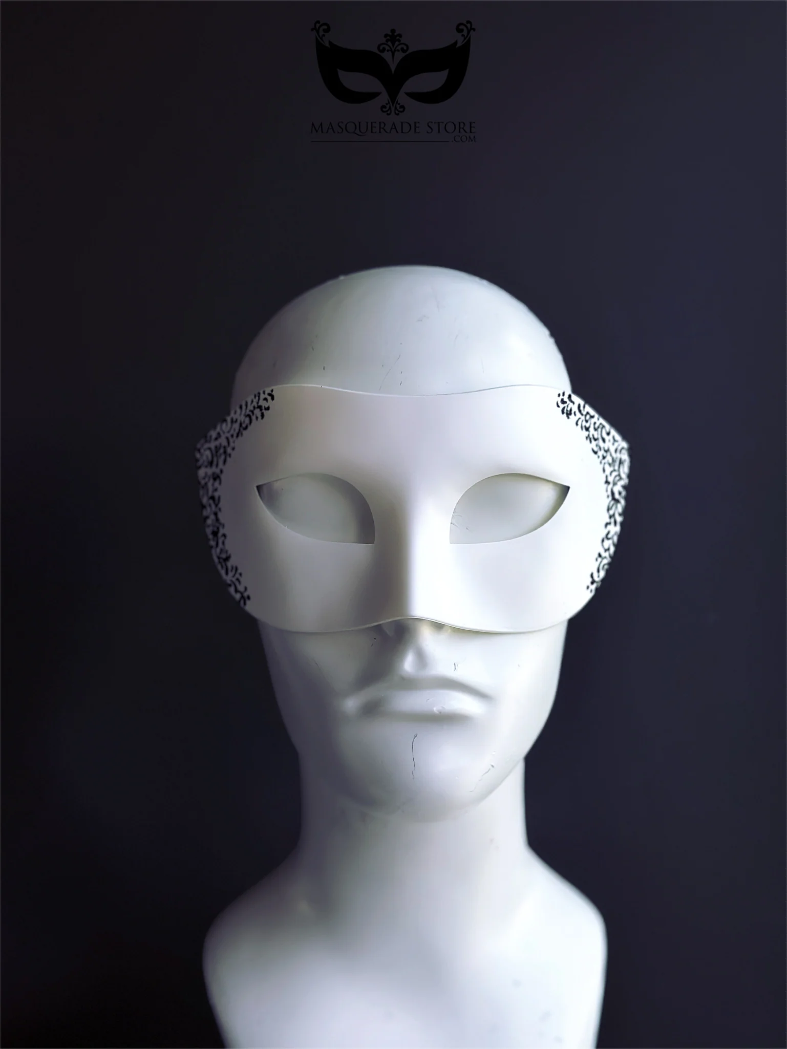 Black Filigree Mask - White Venetian Mens Mask - Image 2