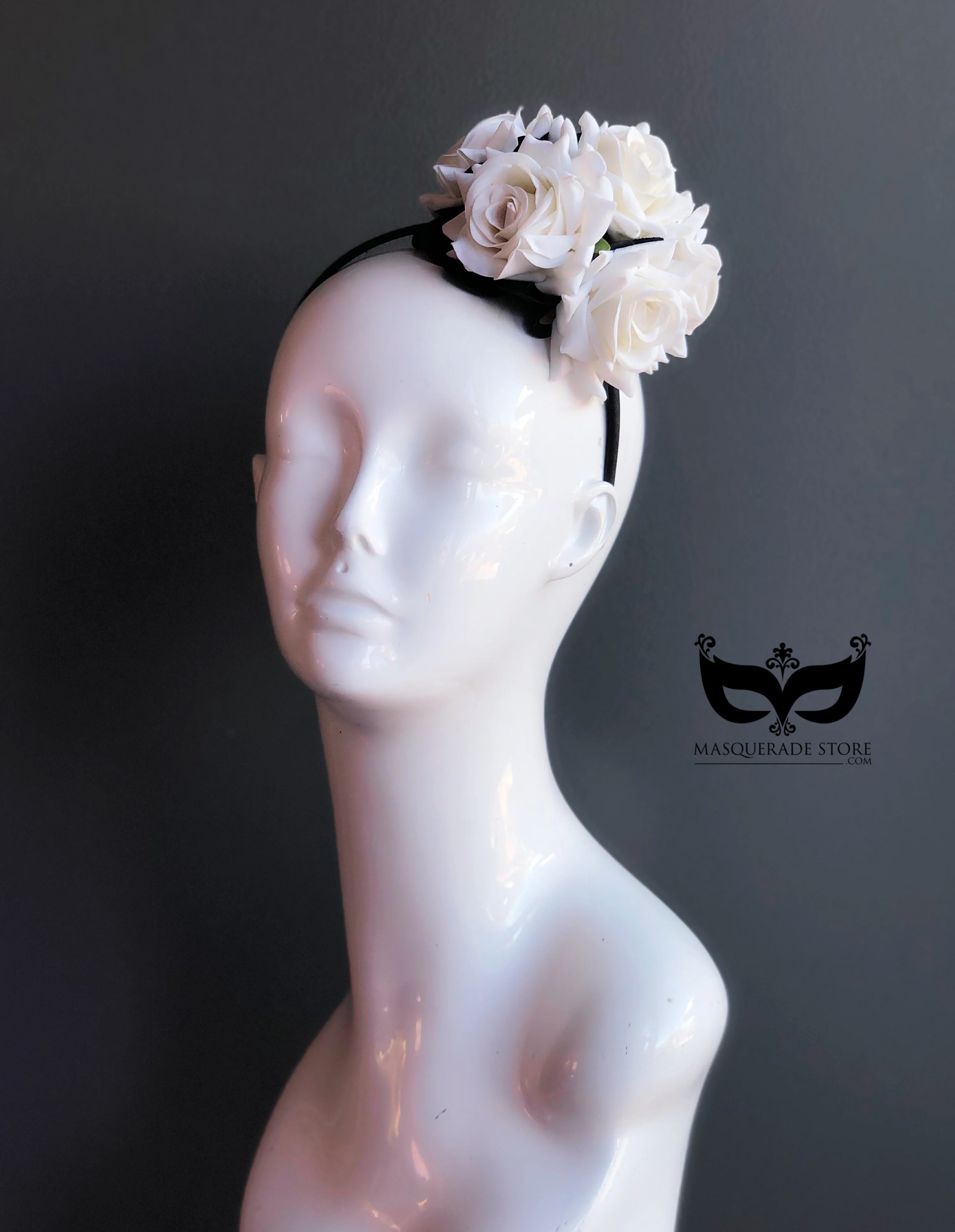 Ivory Bloom Headband - White Rose