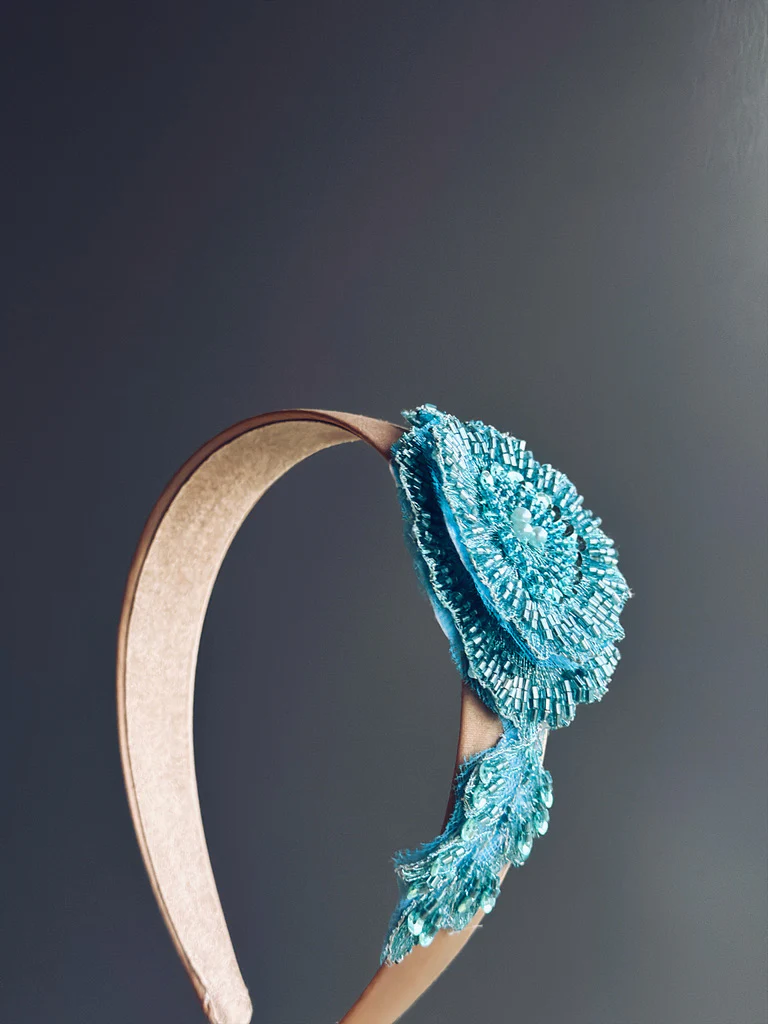 Winter Bloom Teal Headband - Image 2