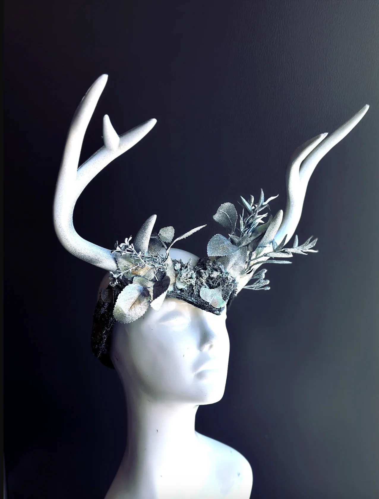 Deer Antler Headdress - Winter's Frost - Image 2