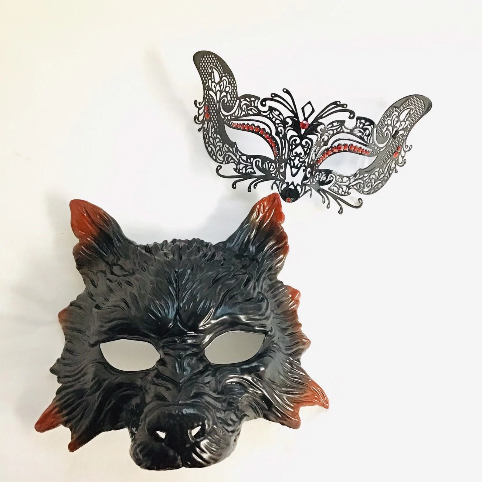 Wolf & Kitty Pair - Black Red