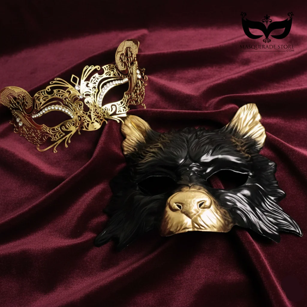 Wolf & Kitty Pair - Gold & Black - Image 2