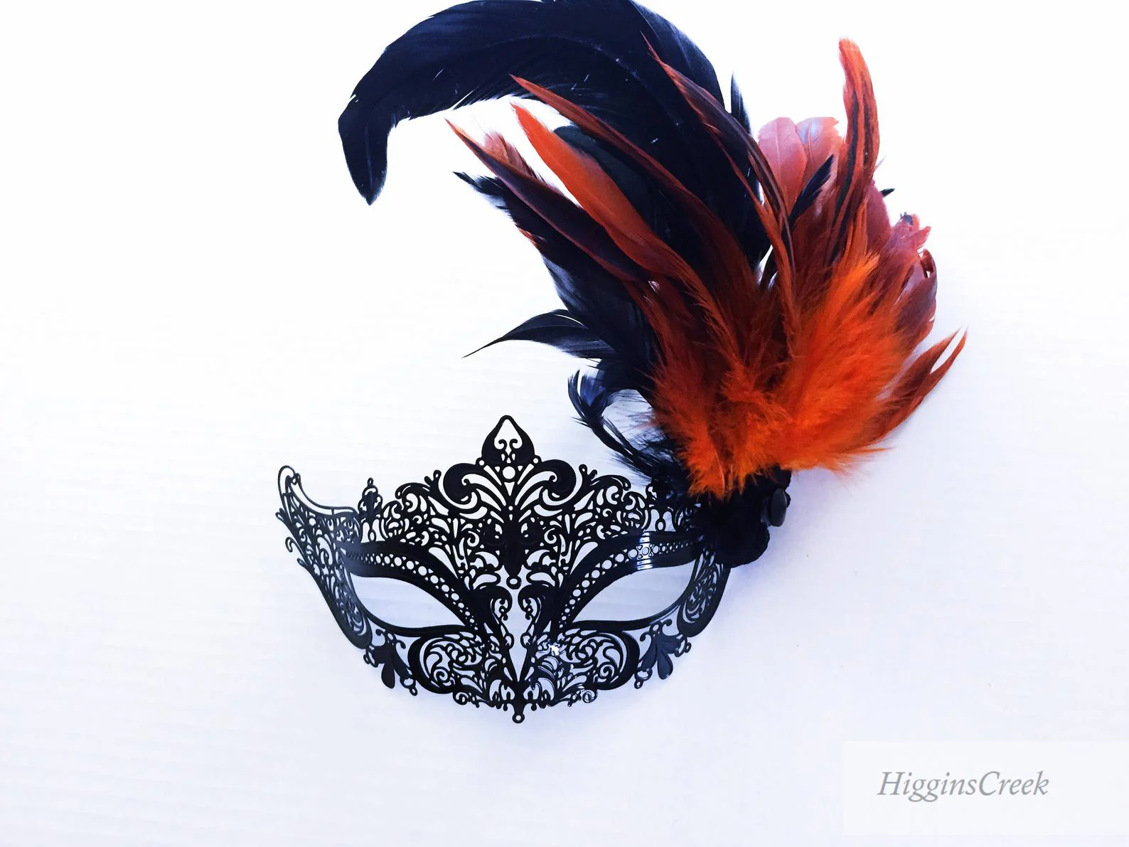 Elegant Venetian Mask with Feathers - Many Colors - Image 2