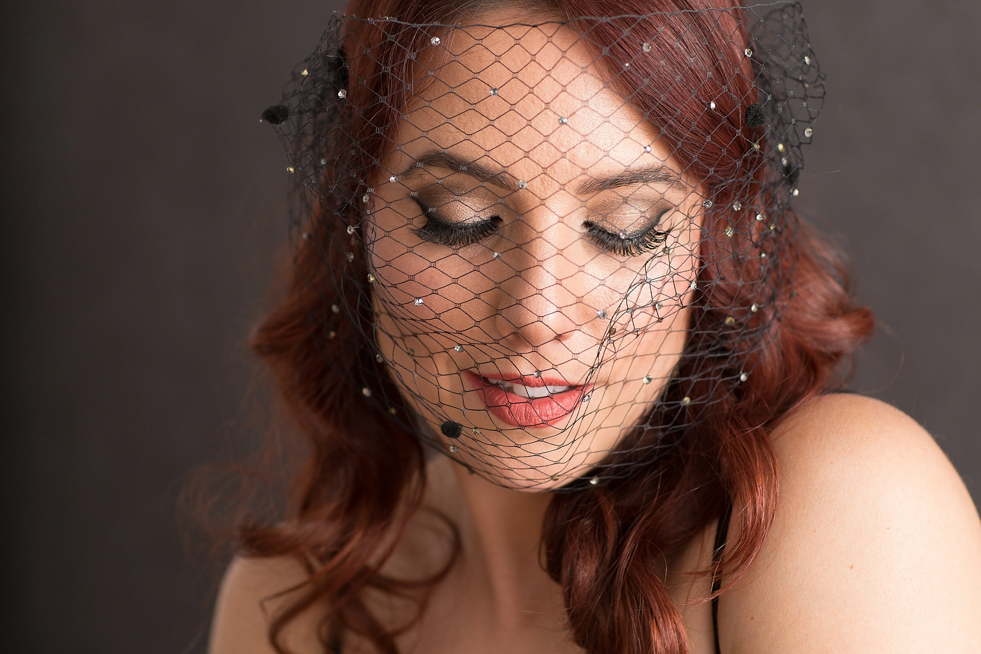 Fishnet Veil With Rhinestones - Black - Image 4