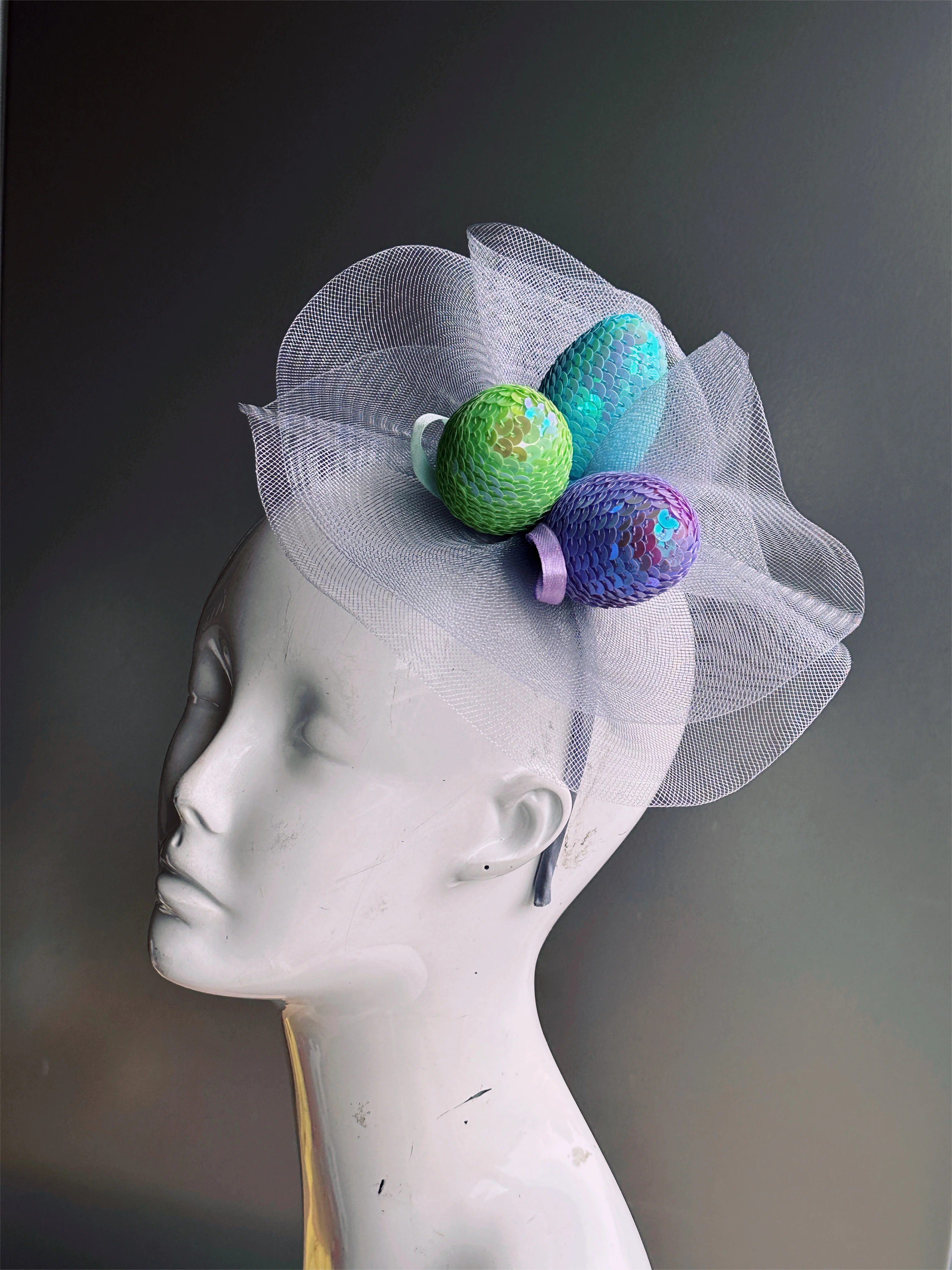 Sequin Egg Ascot - Silver - Image 3