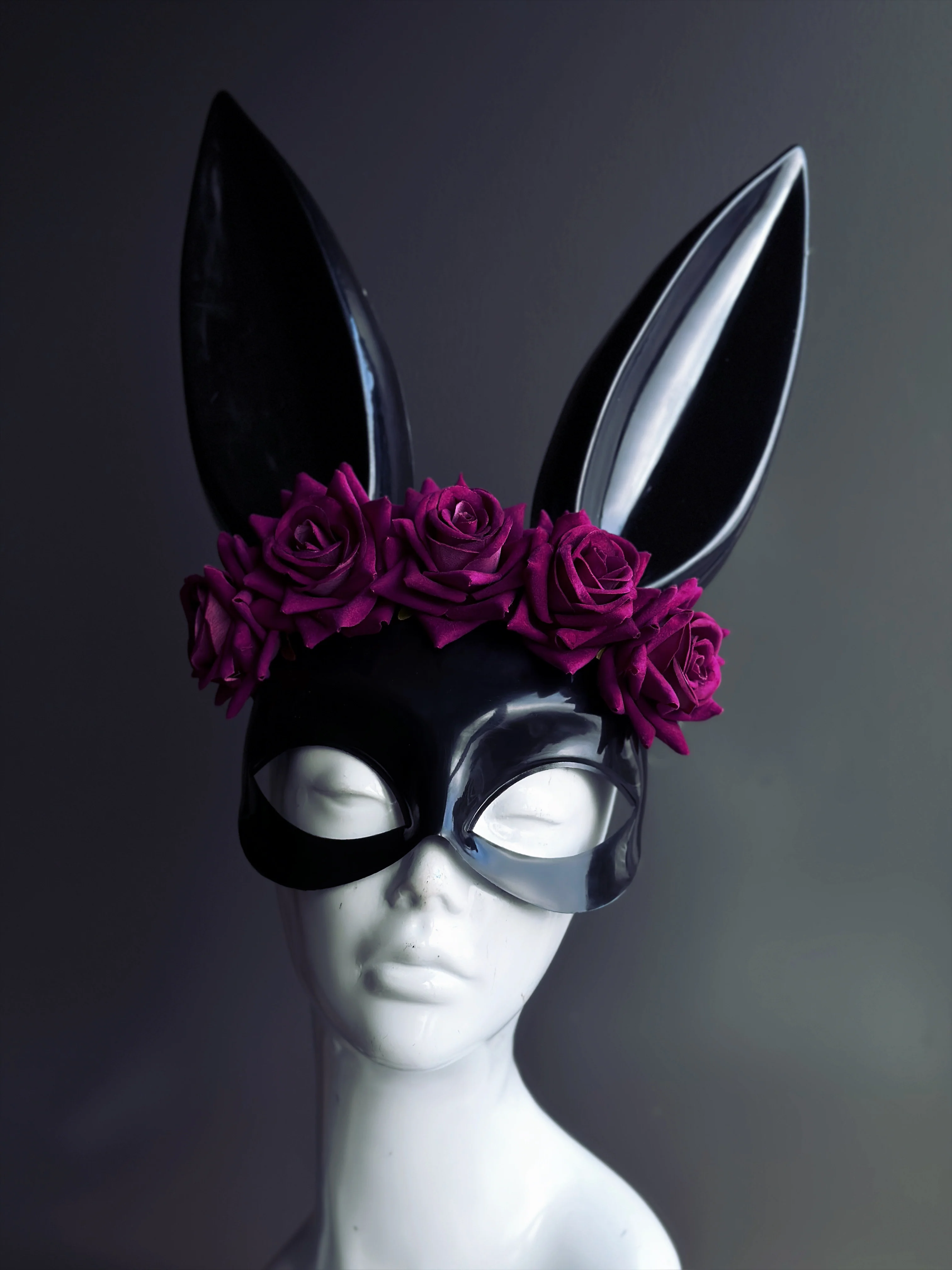 Bunny Mask - Dark Magenta Roses - Image 2