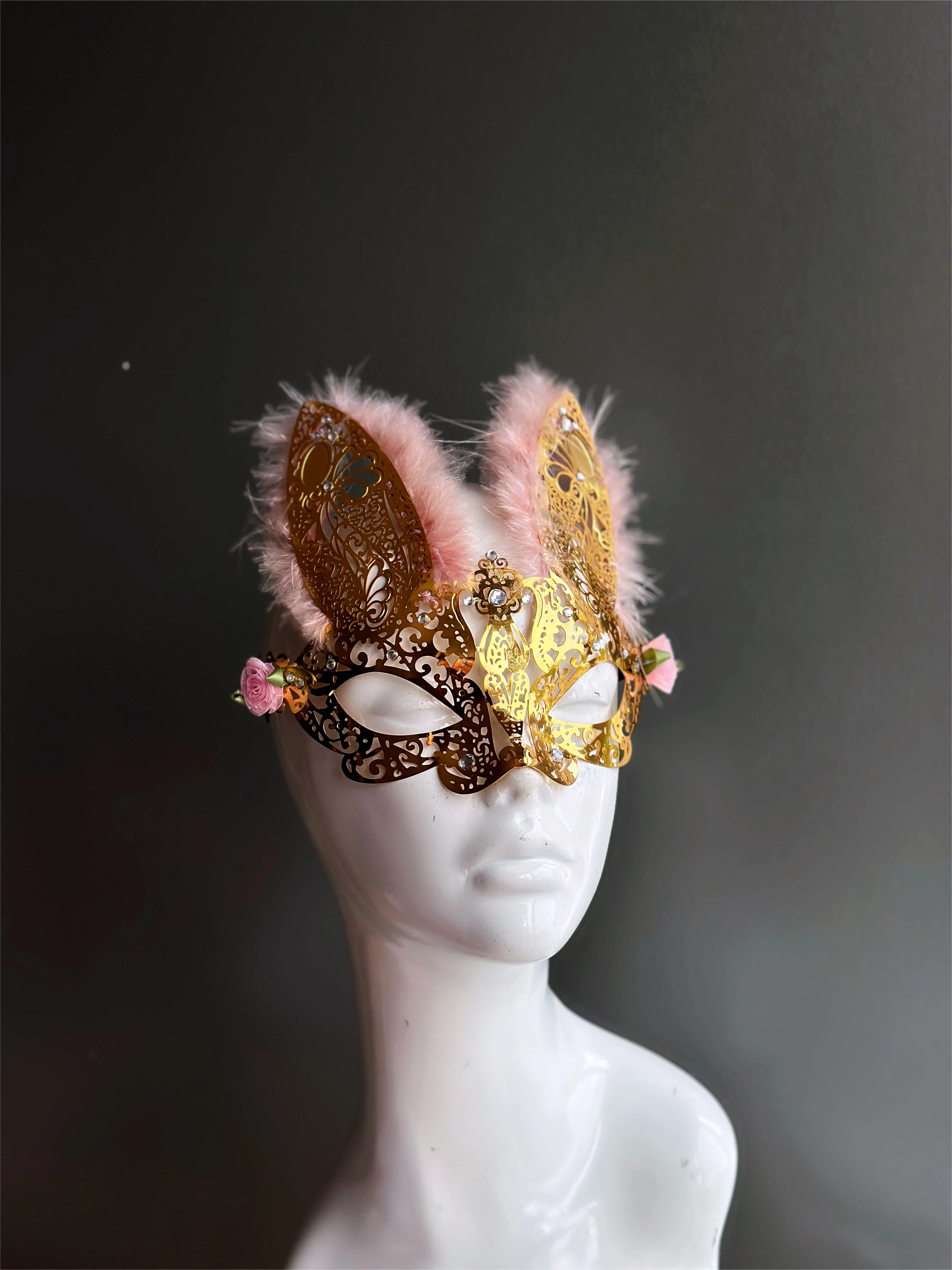 Fluffy Bunny Ear Mask - Gold - Image 3